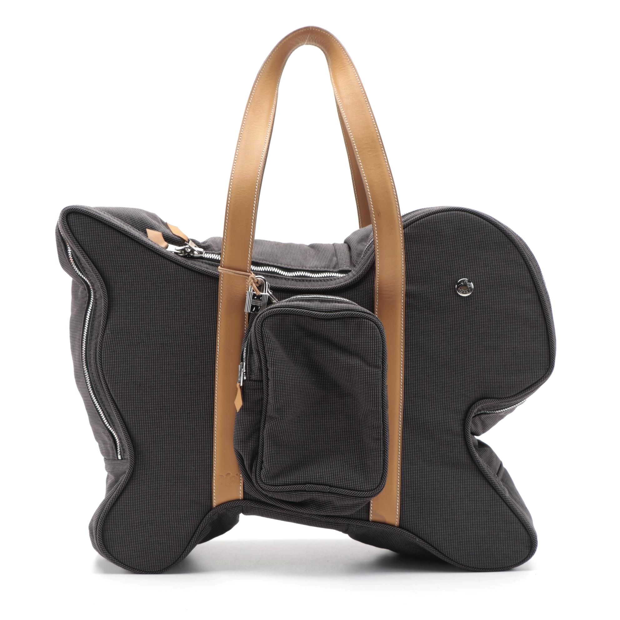 Hermès AIBO Carry Case in Cotton Canvas with Leather Trim