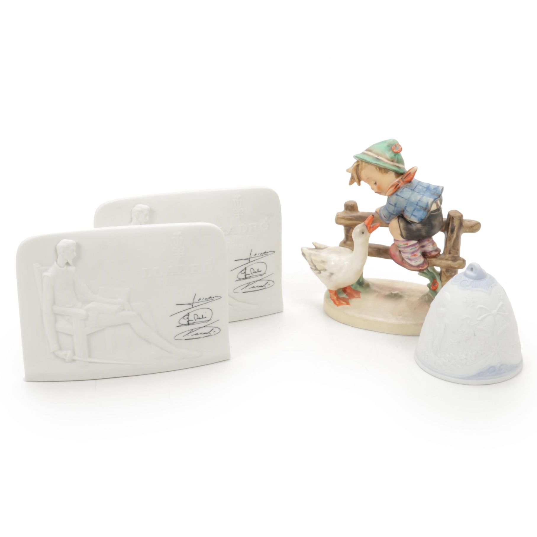 Lladró Collection Society Plaques and Bell with Goebel "Barnyard Hero" Figurine