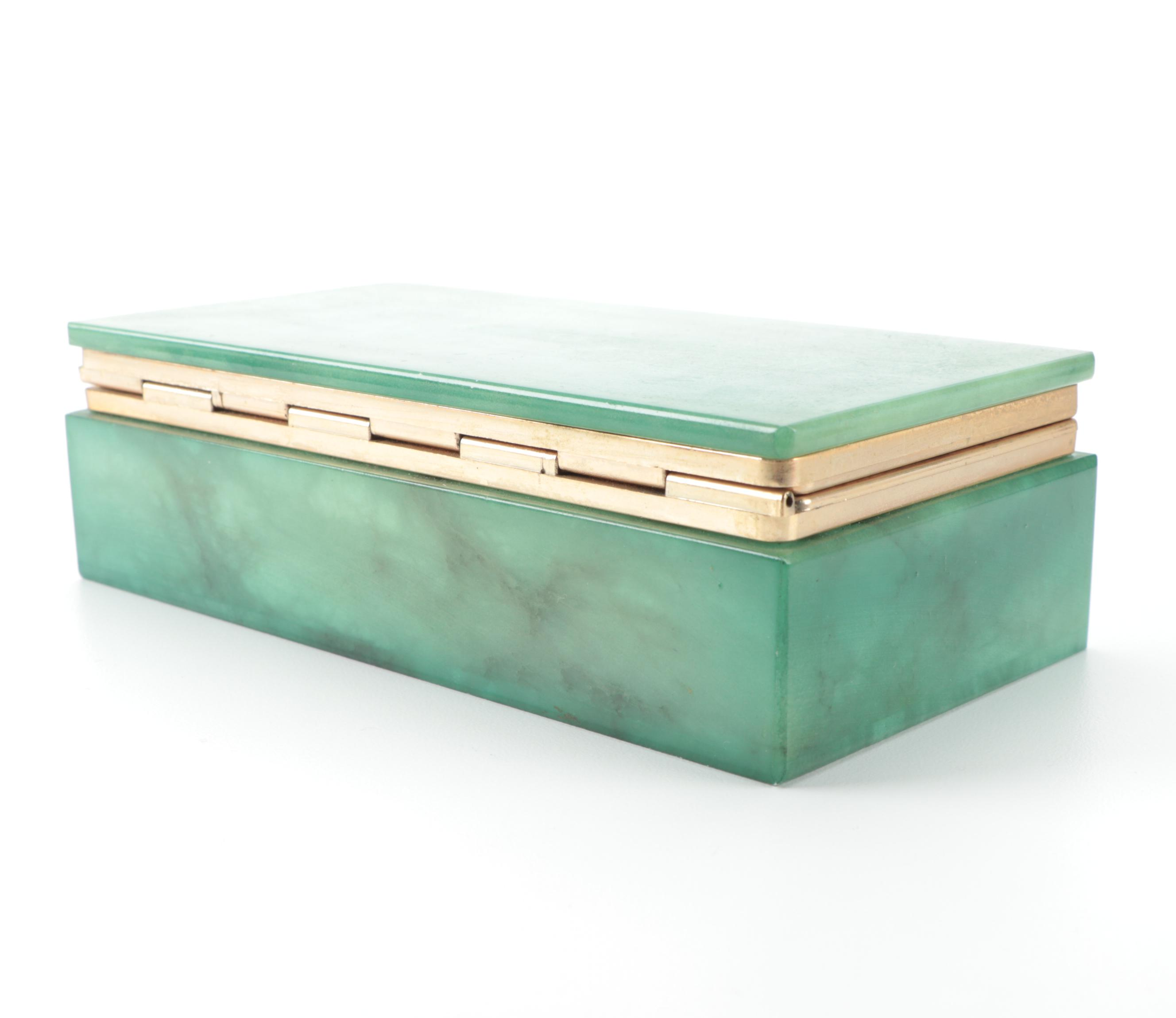 Tiffany & Co. "Manhattan Blue" Porcelain Trinket Box with Alabaster Trinket Box