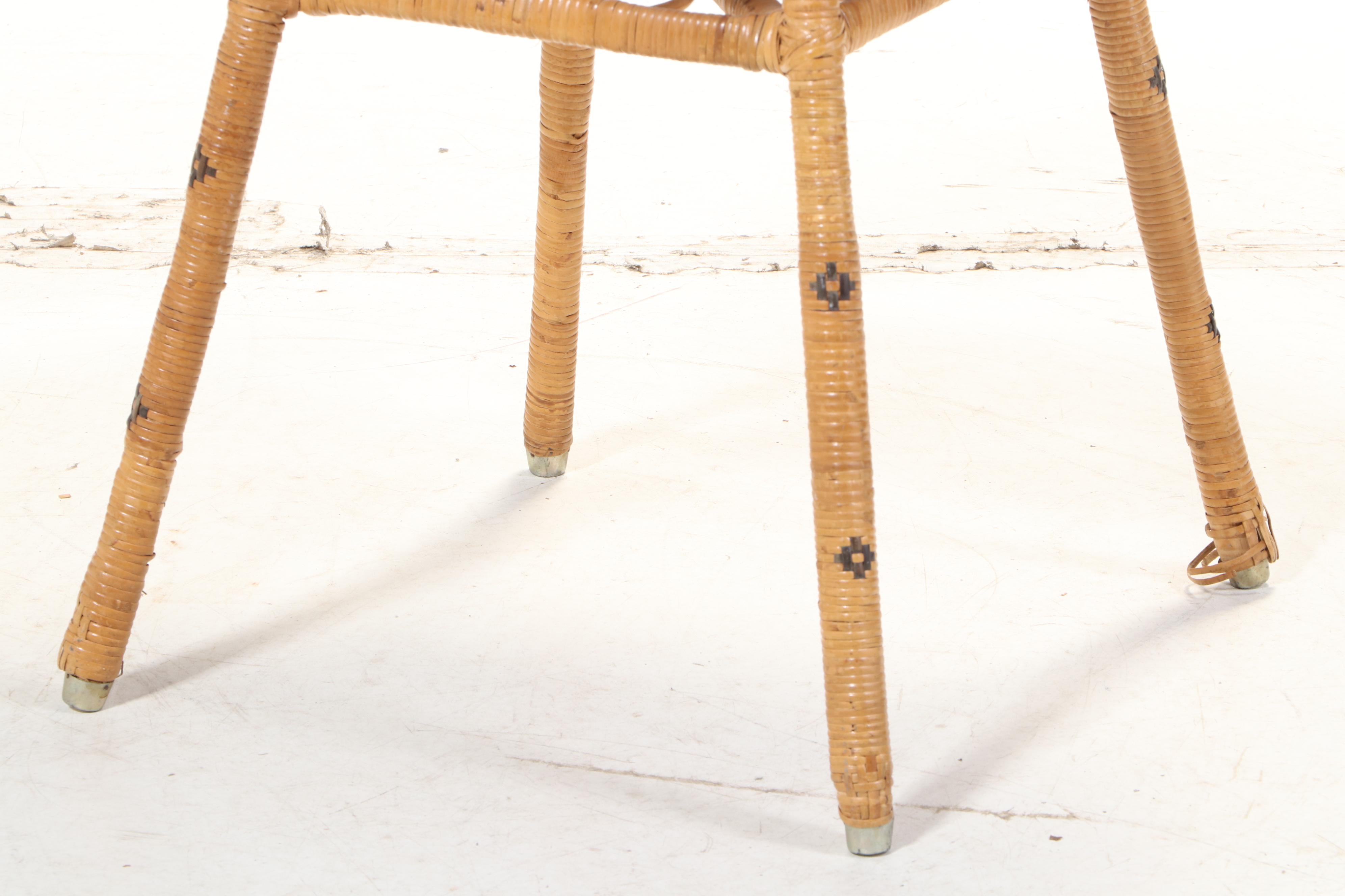 Woven Cane Open Apron End Table