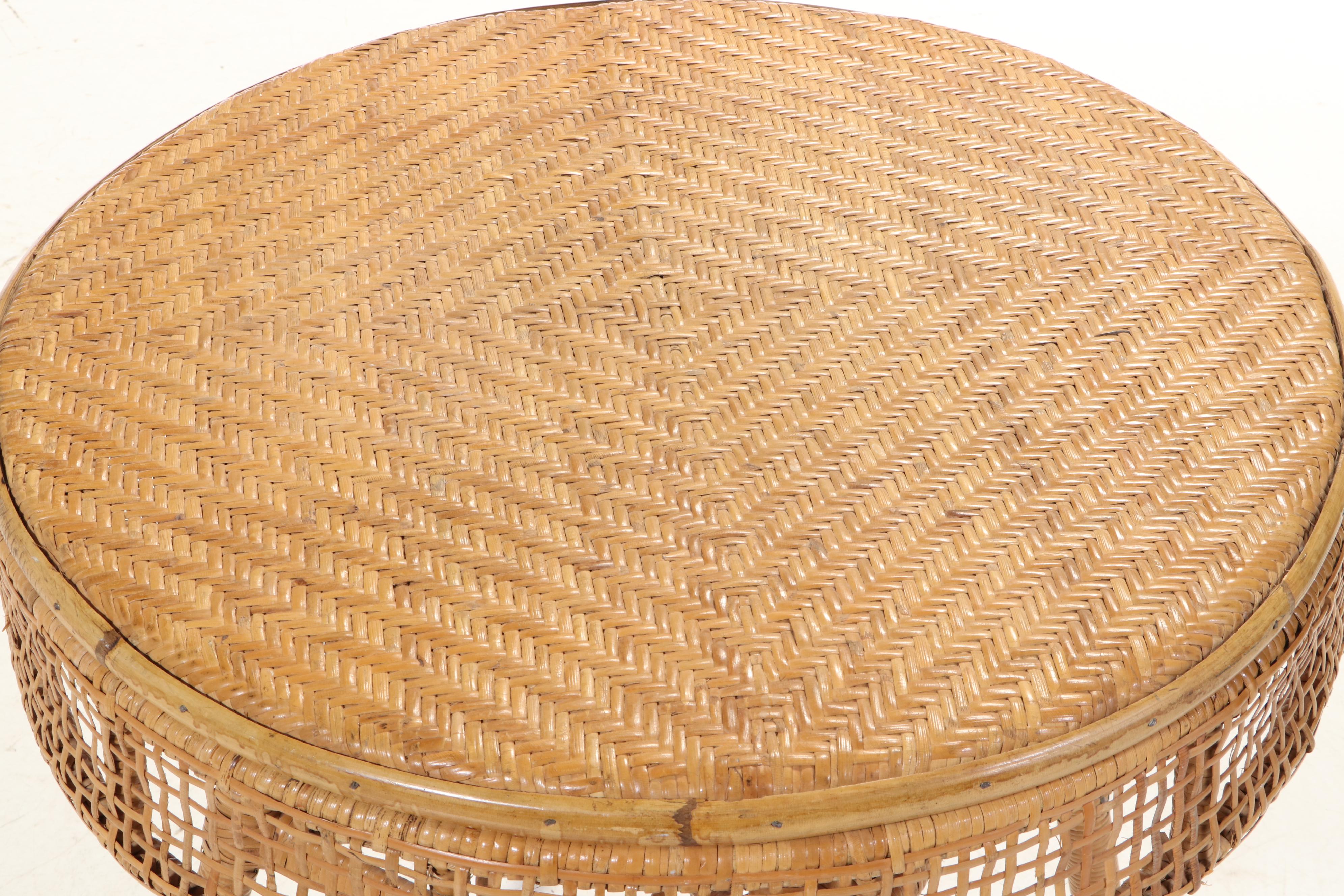 Woven Cane Open Apron End Table