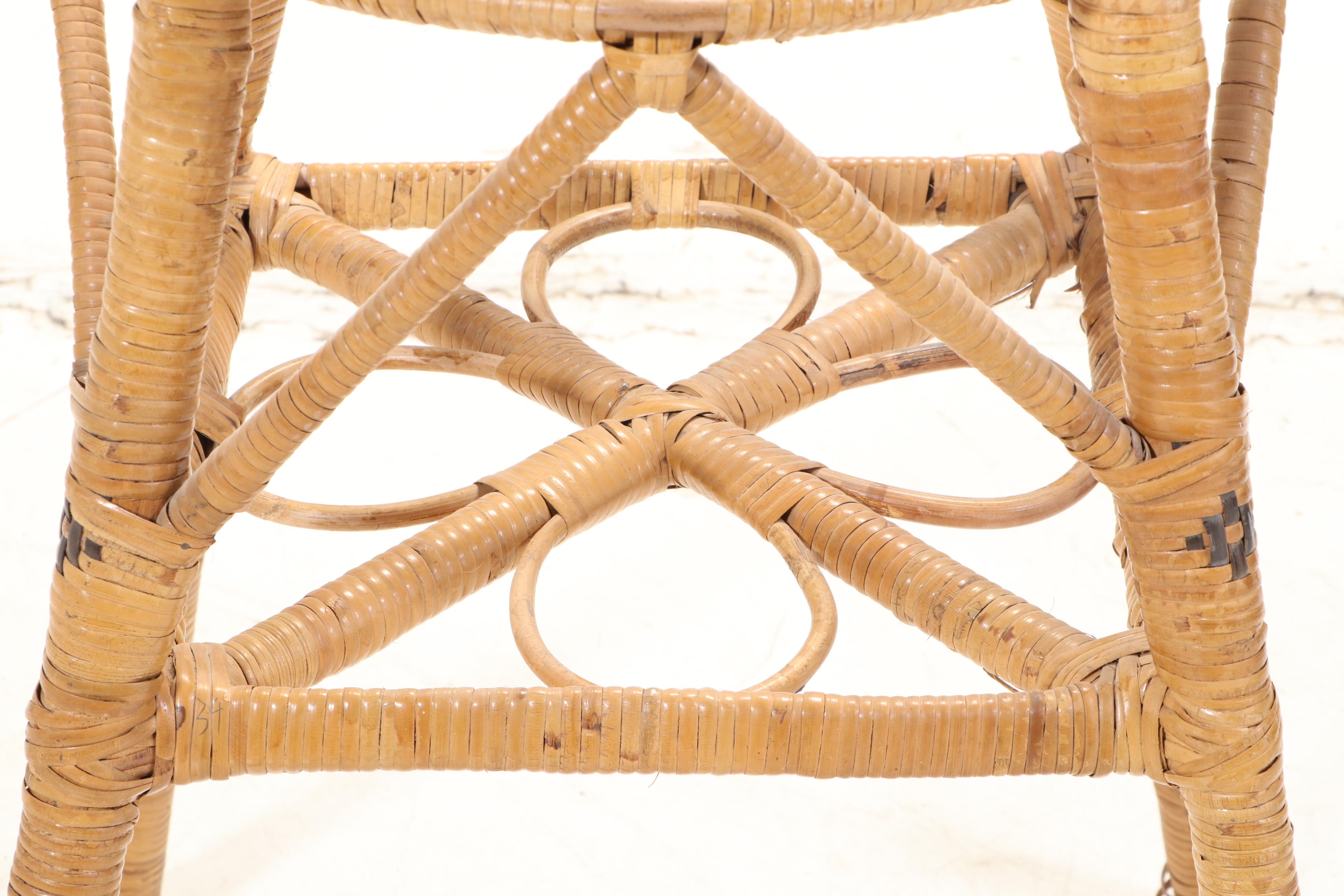 Woven Cane Open Apron End Table