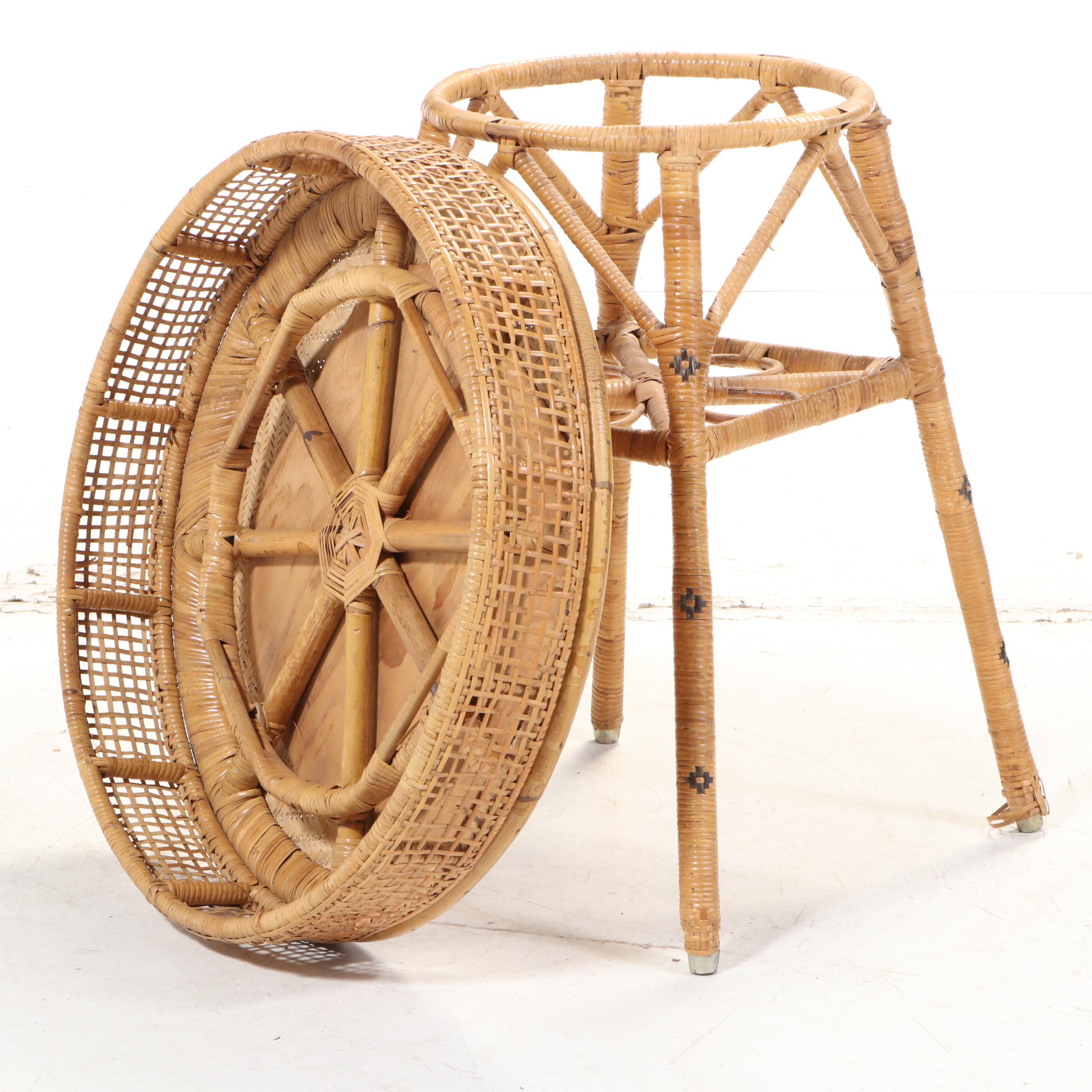 Woven Cane Open Apron End Table