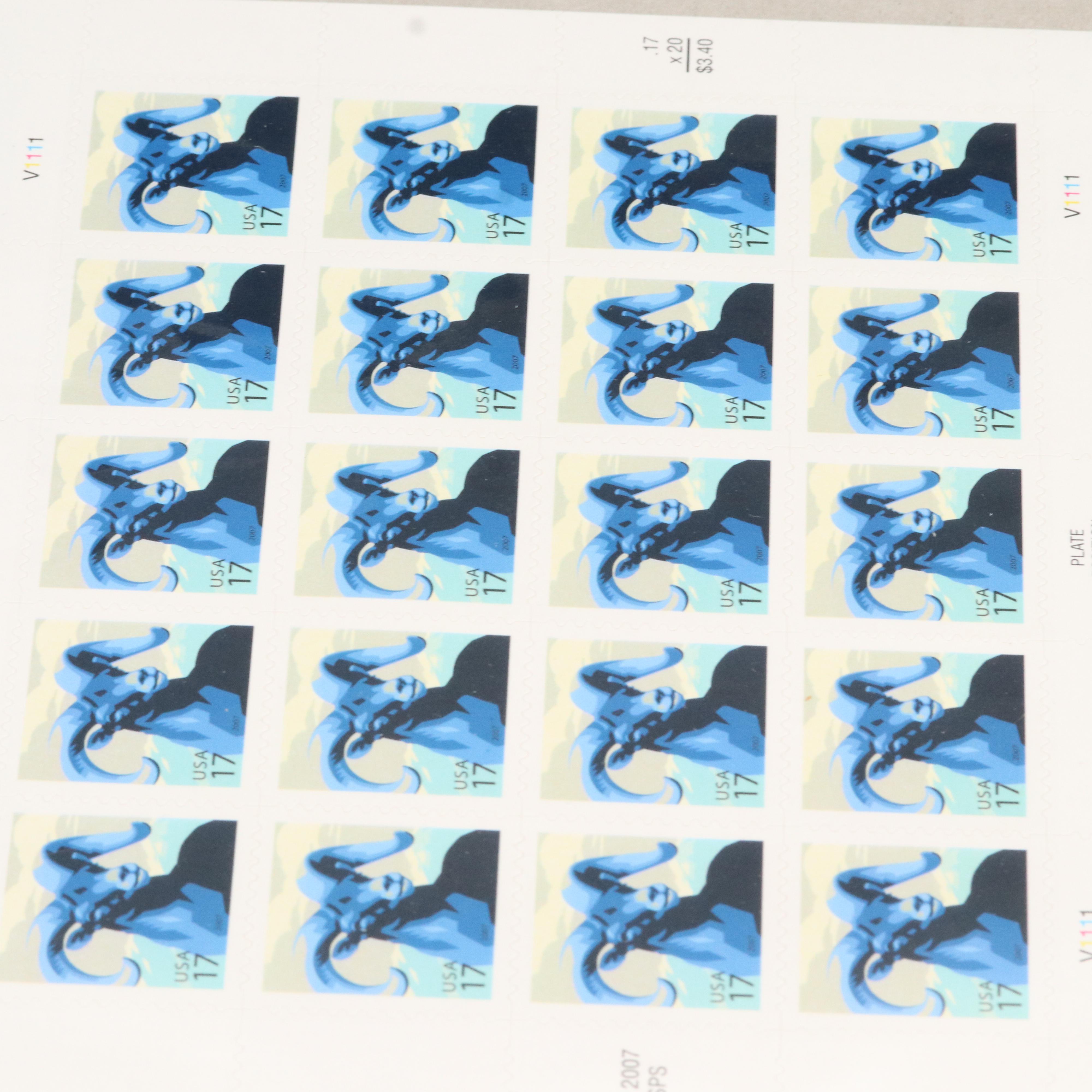 Twenty U.S. Postage Stamp Souvenir Sheets