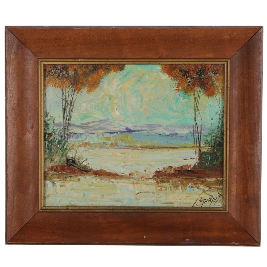 Louis Spiegel Landscape Oil Painting, Mid-20th Century