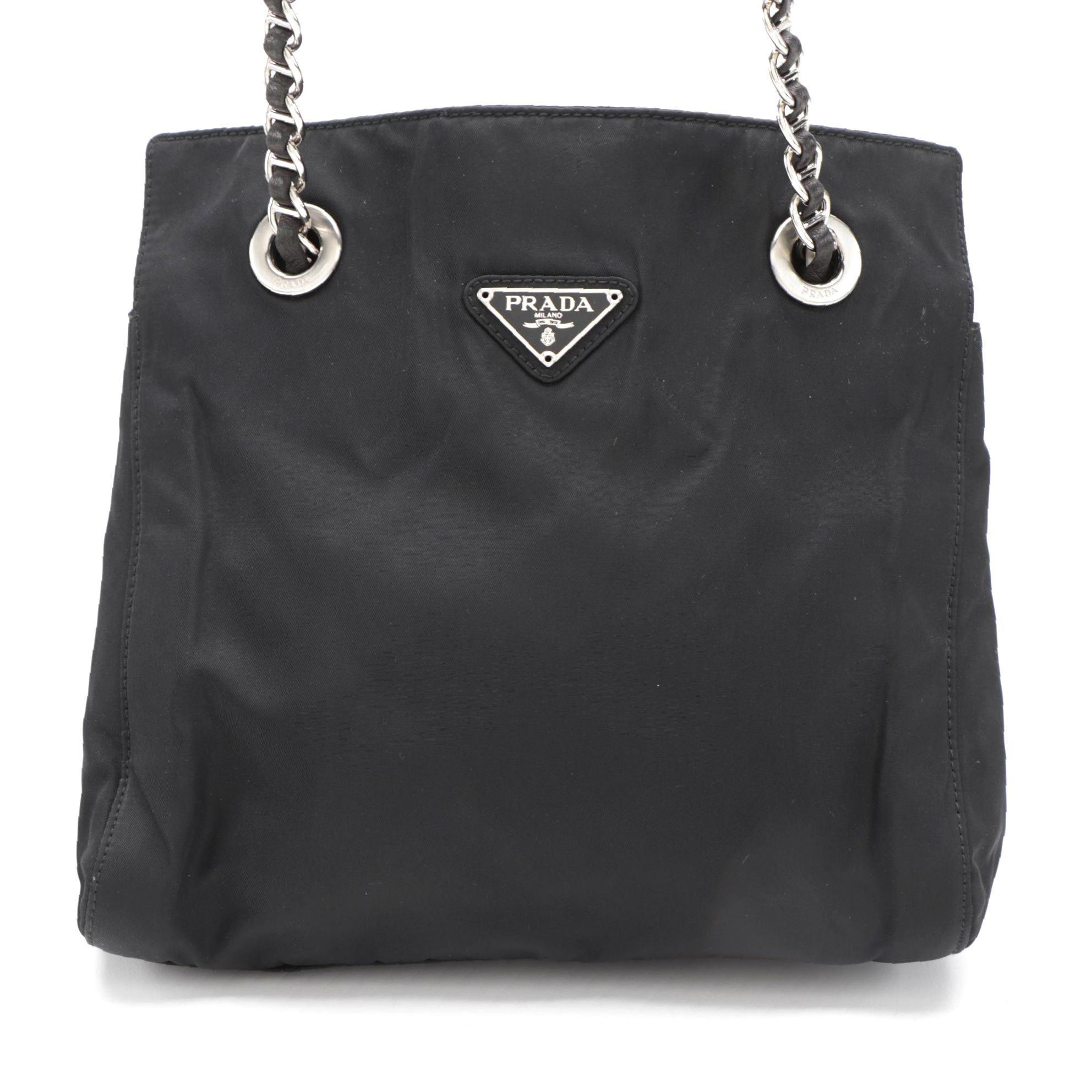 Prada Black Tessuto Chain Strap Shoulder Bag