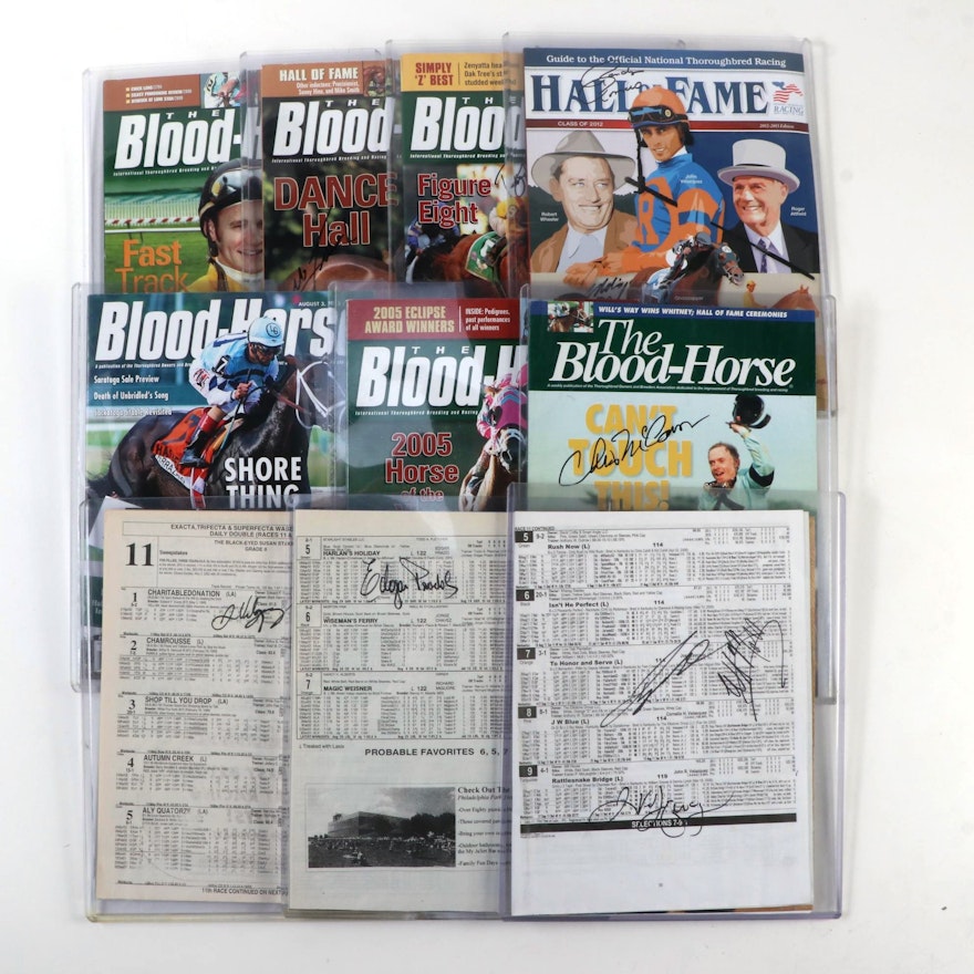 Eddie Maple and Others, Signed "The Blood Horse" Magazines and Racing Programs