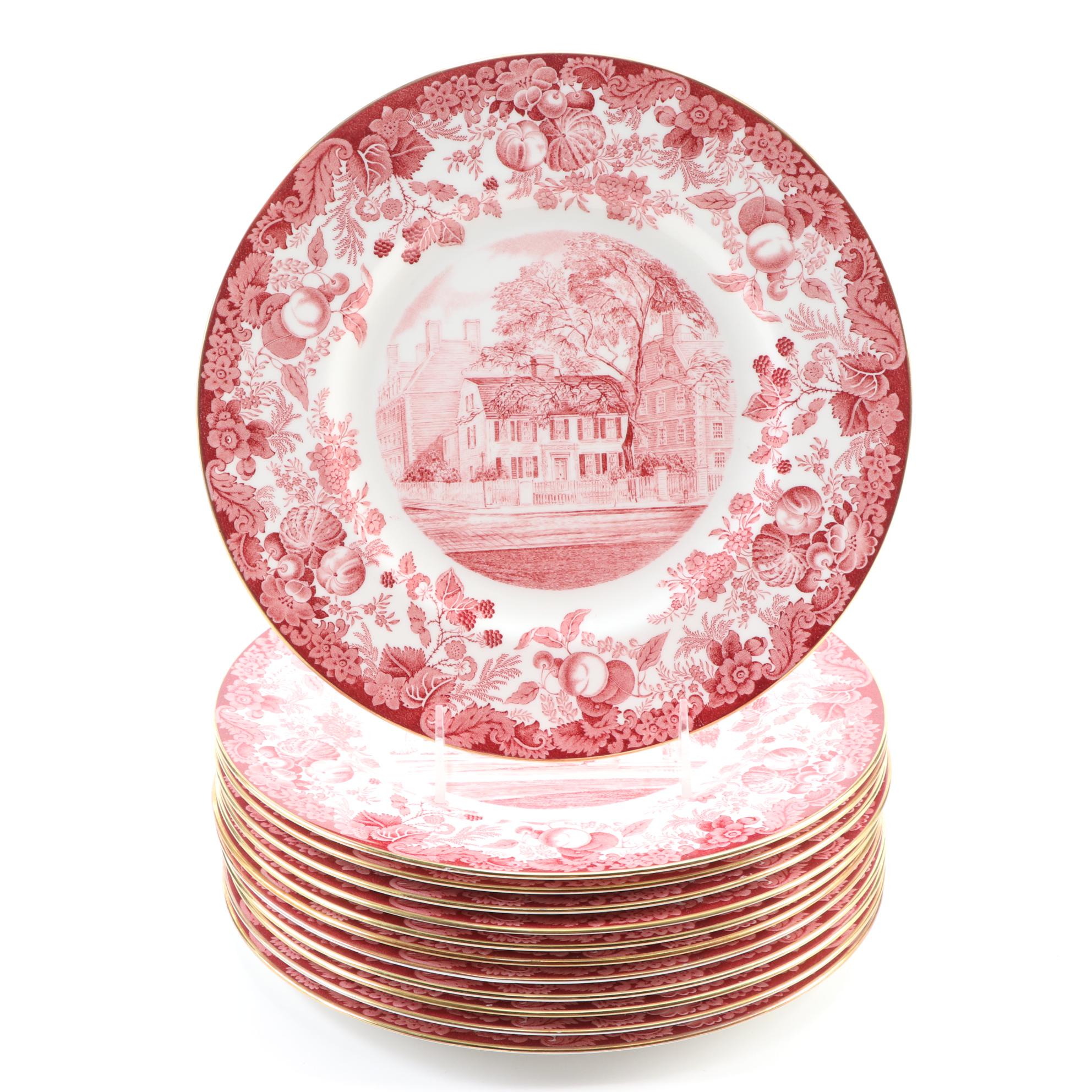 Wedgwood "Harvard University" Bone China Dinner Plates, Mid-20th Century