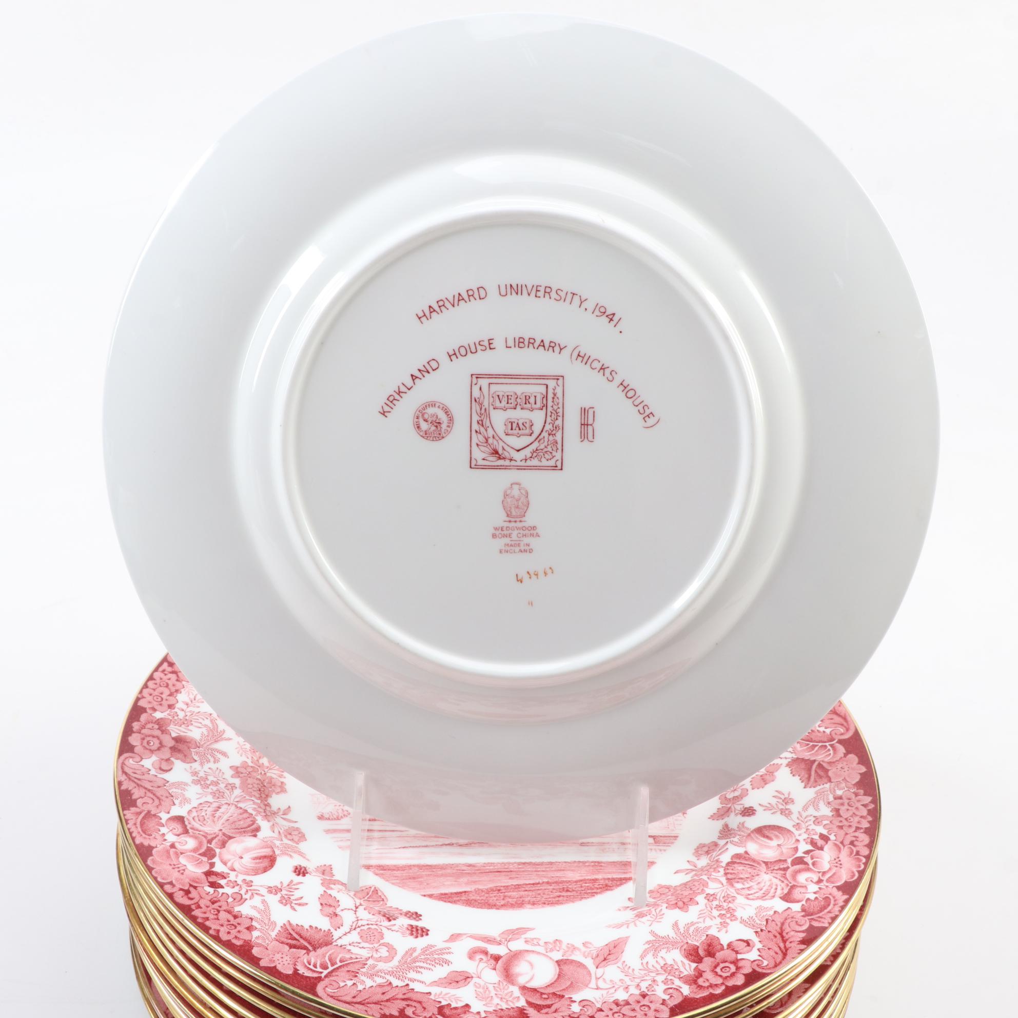 Wedgwood "Harvard University" Bone China Dinner Plates, Mid-20th Century