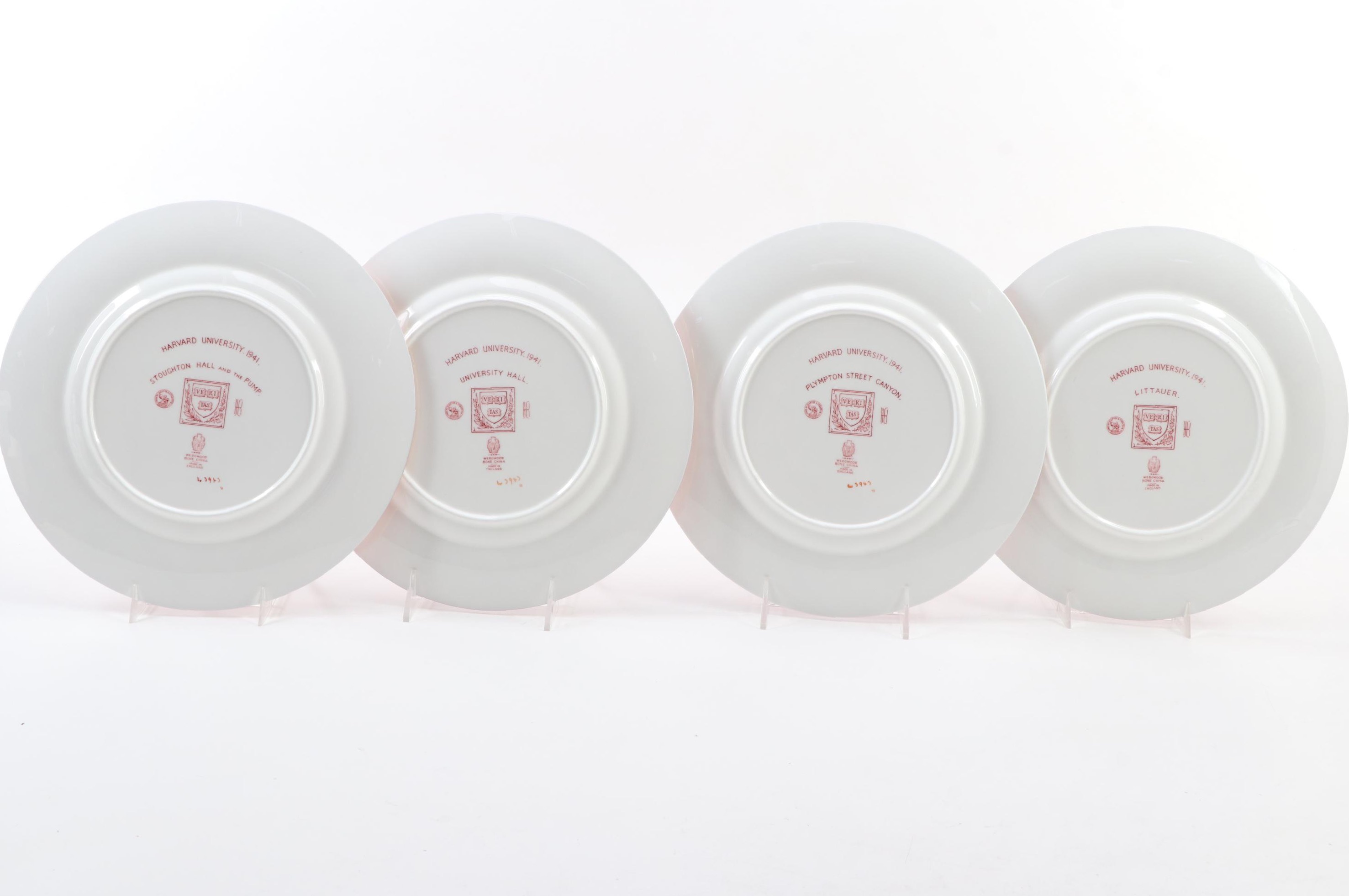 Wedgwood "Harvard University" Bone China Dinner Plates, Mid-20th Century