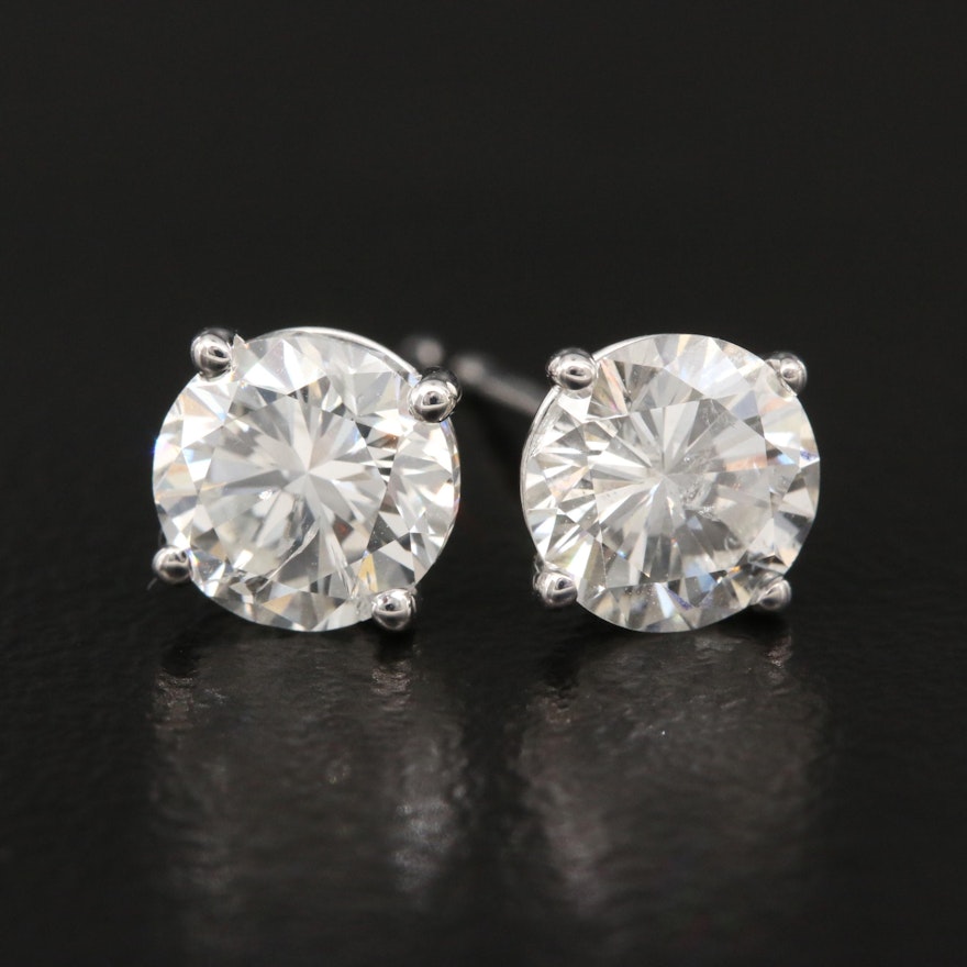 18K 1.79 CTW Diamond Stud Earrings with GIA Online Reports