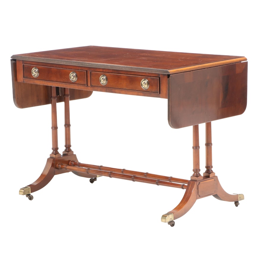 Hekman Regency Style Yew Wood Sofa Table, Late 20th Century