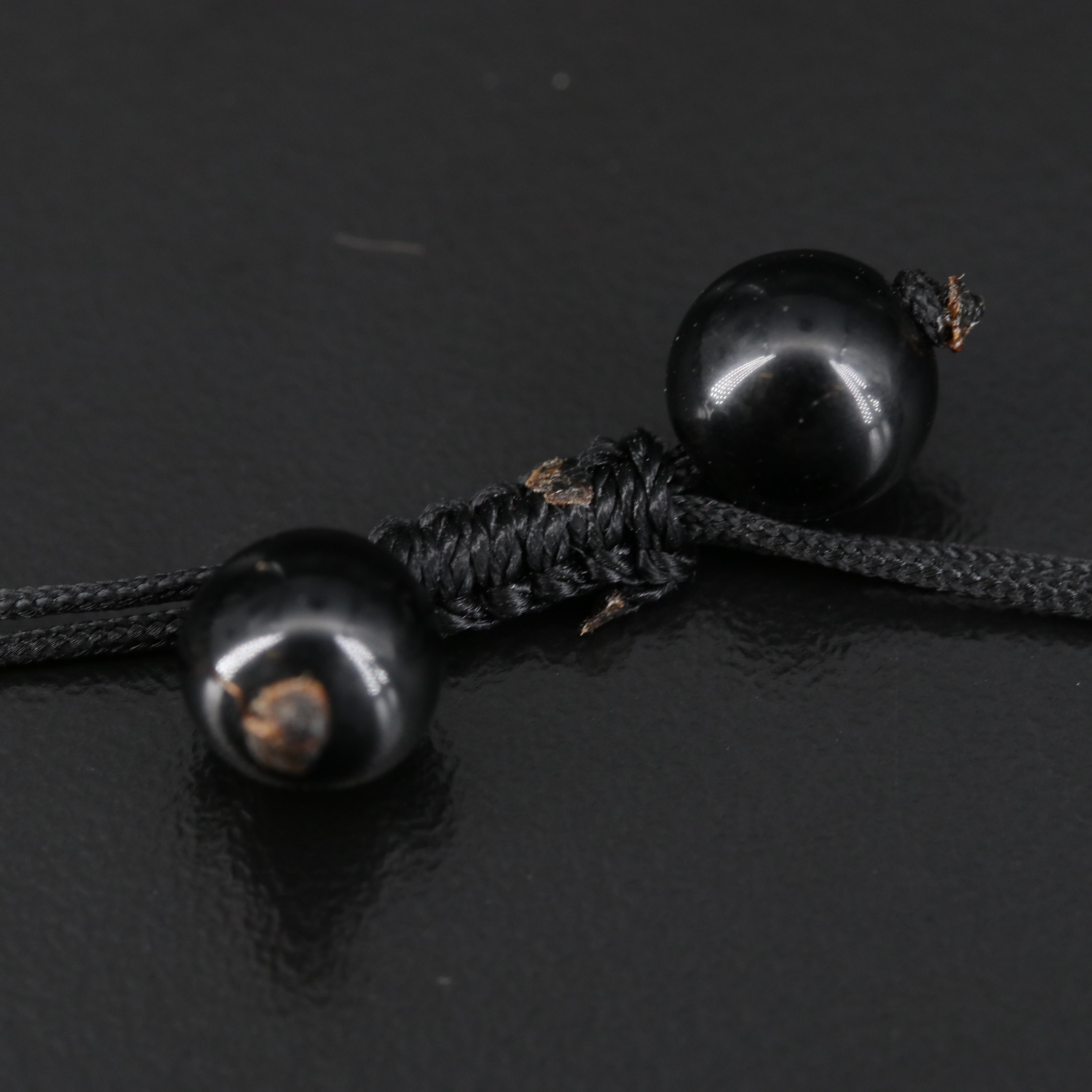 Asian Style Obsidian and Glass Carved Dragon Pendant Necklace