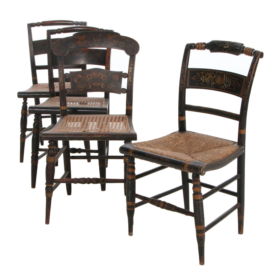 Four L. Hitchcock Federal Gilt-Stenciled Chairs, 19th Century