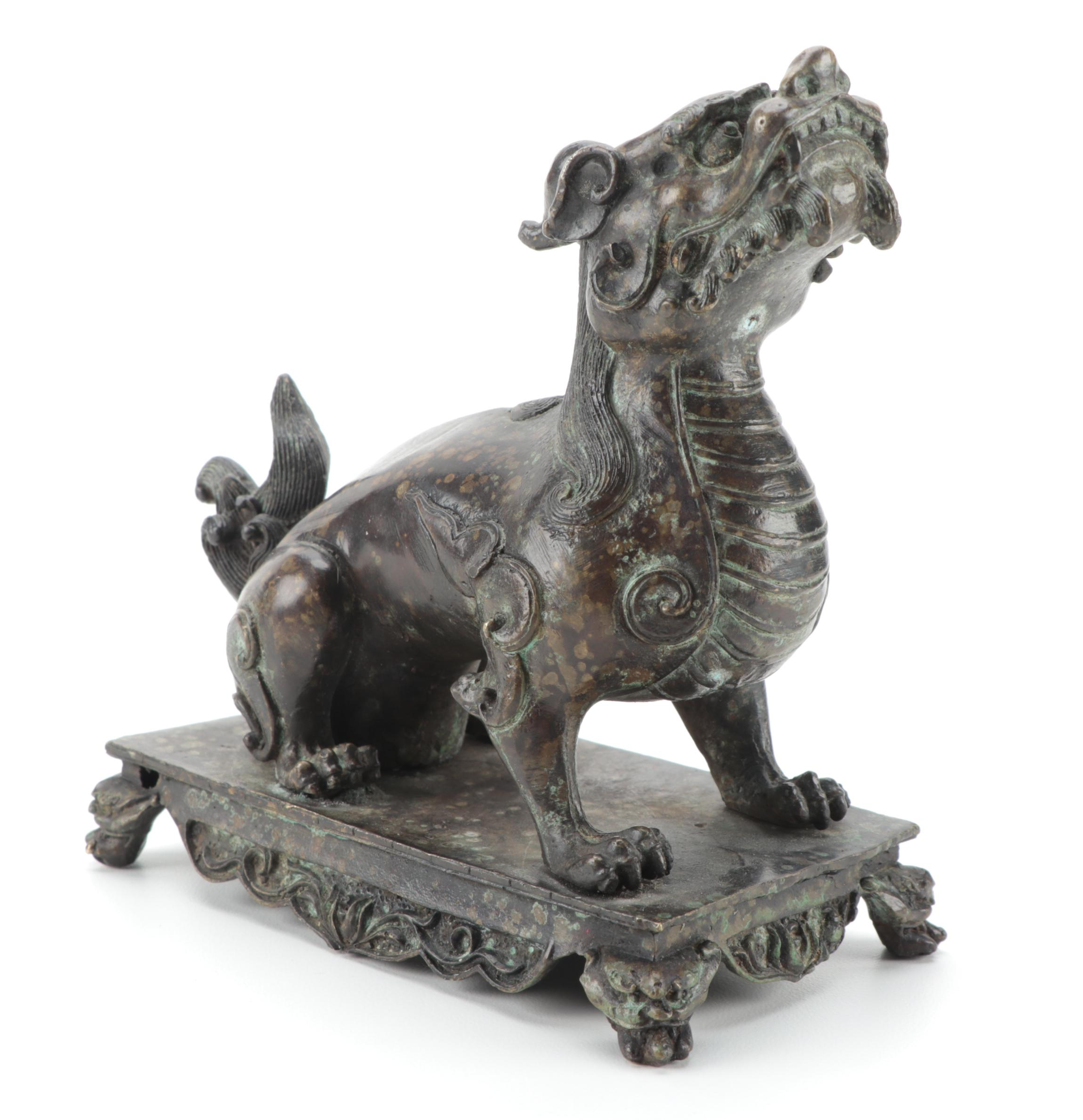 Chinese Cast Bronze Qilin Sculpture, Qing Dynasty