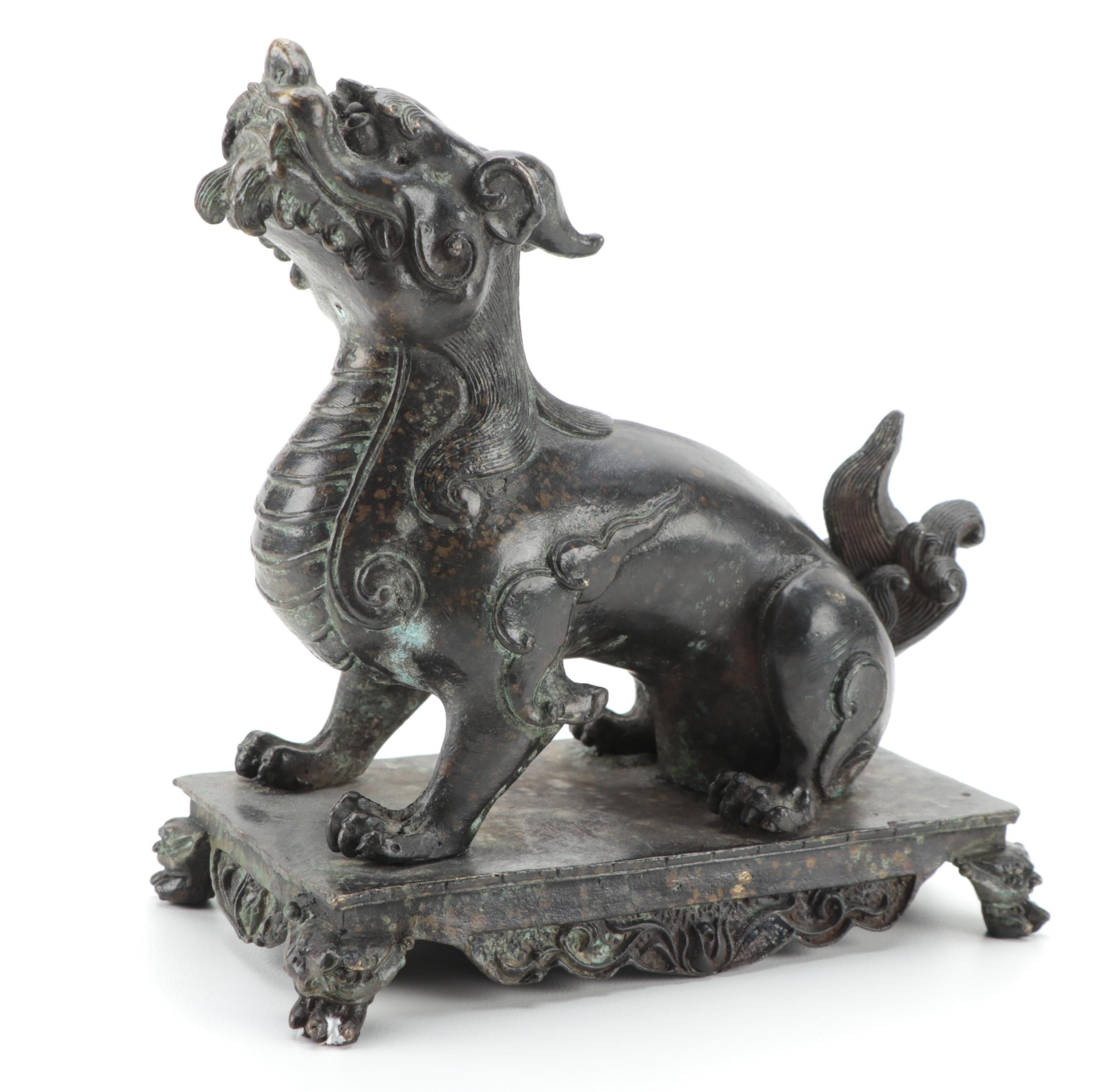 Chinese Cast Bronze Qilin Sculpture, Qing Dynasty