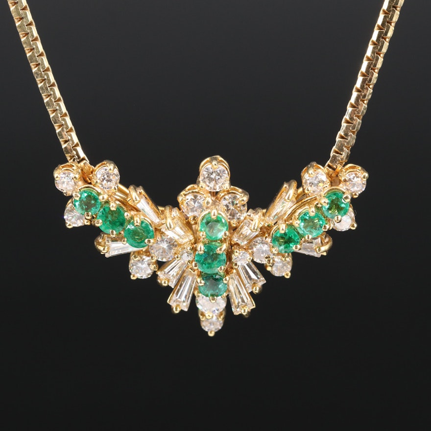 14K Emerald and 2.30 CTW Diamond Necklace
