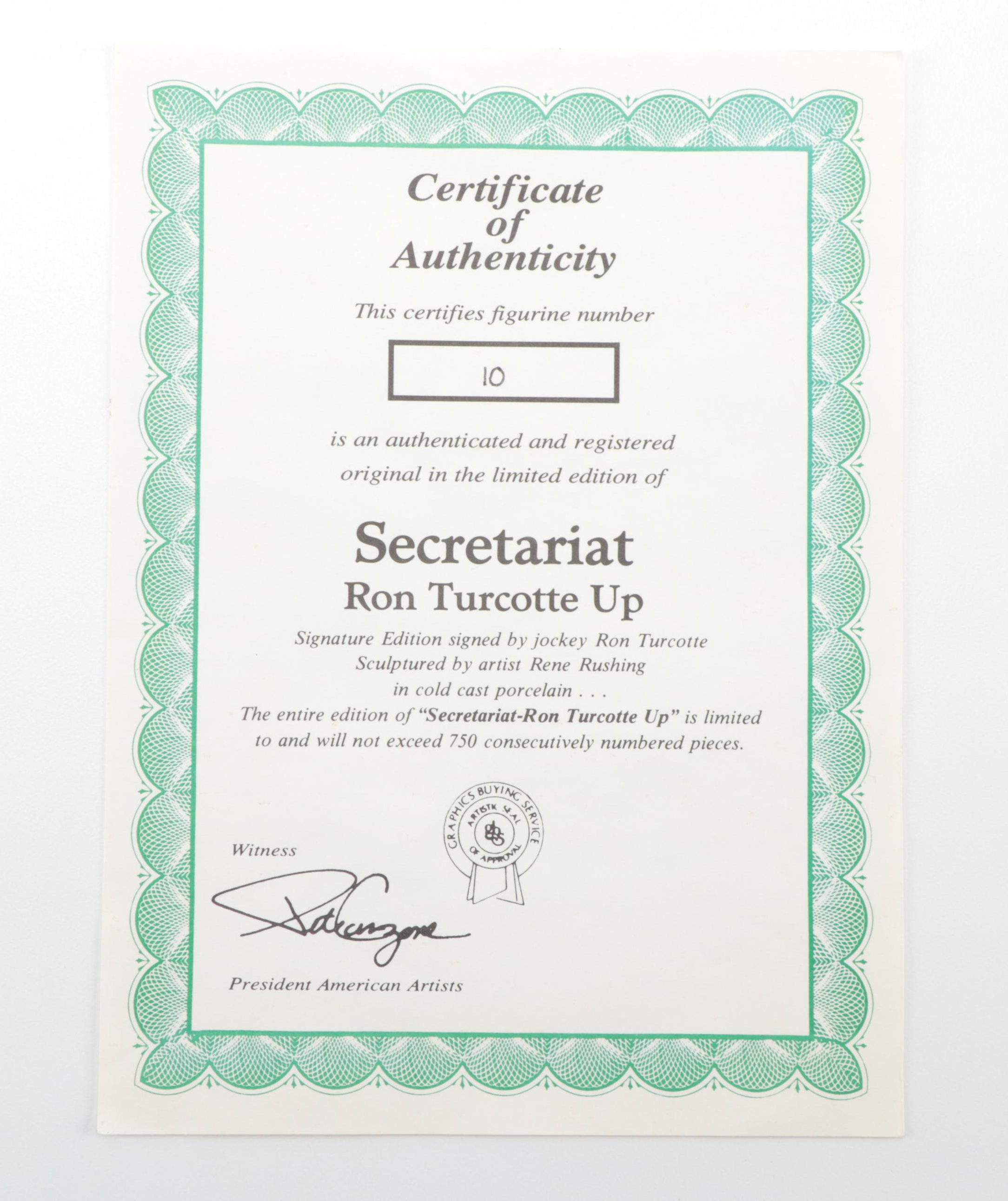 Cold Cast Porcelain Sculpture "Secretariat, Ron Turcotte Up"