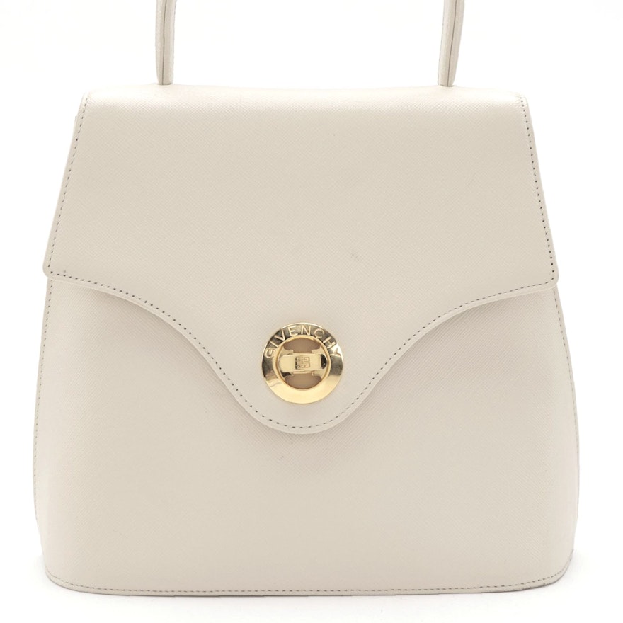 Givenchy Ivory Saffiano Leather Two-Way Top Handle Bag