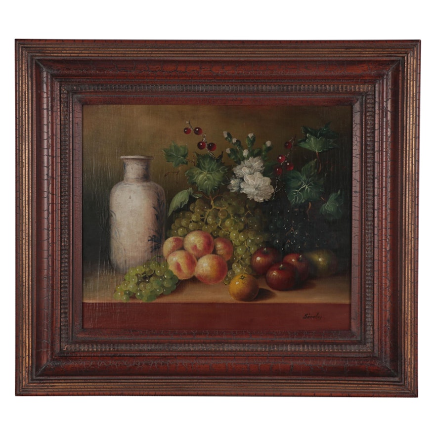Edilmer Sanchez Still Life Oil Painting of Fruits, Late 20th Century