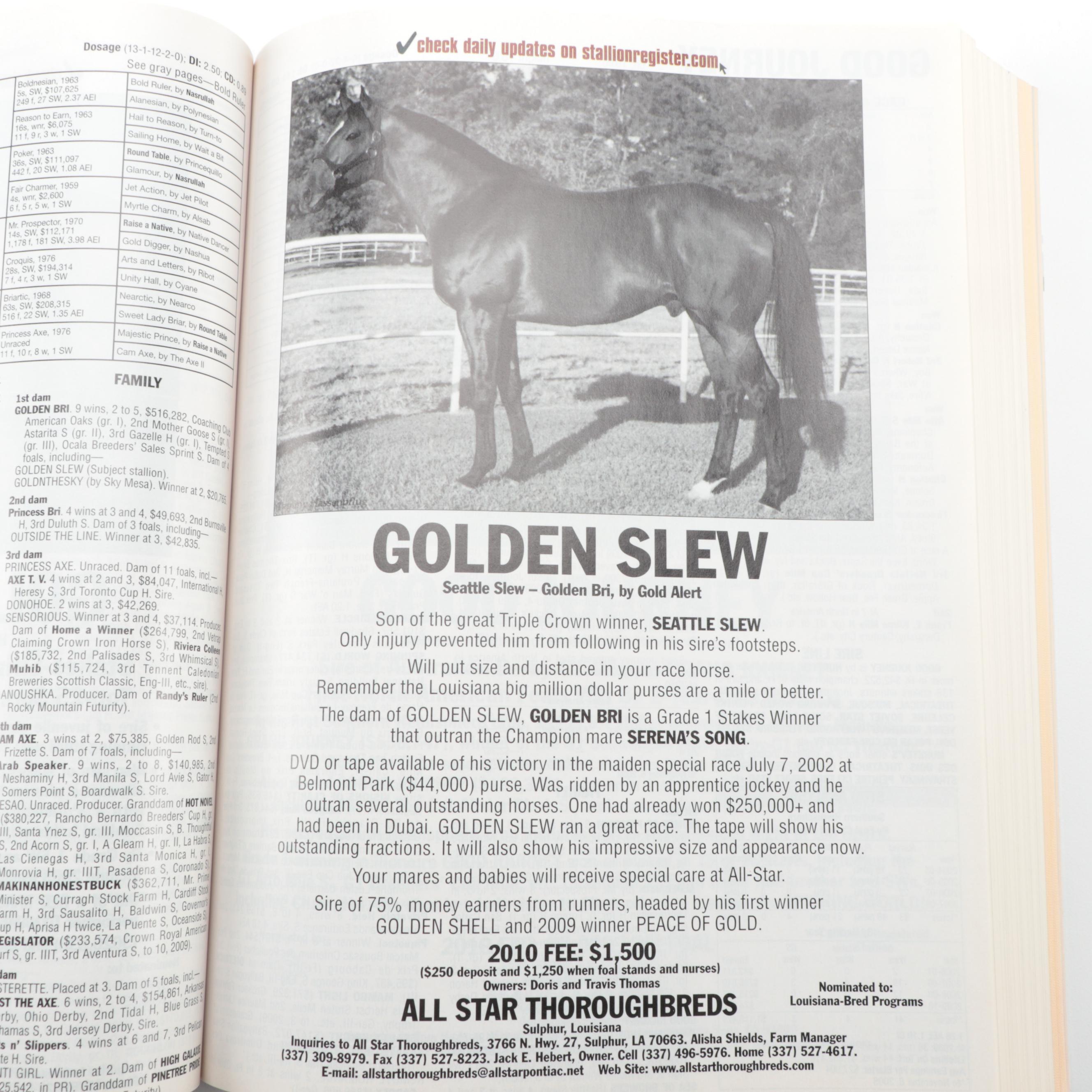 "The Blood-Horse Stallion Register," 2008–2012