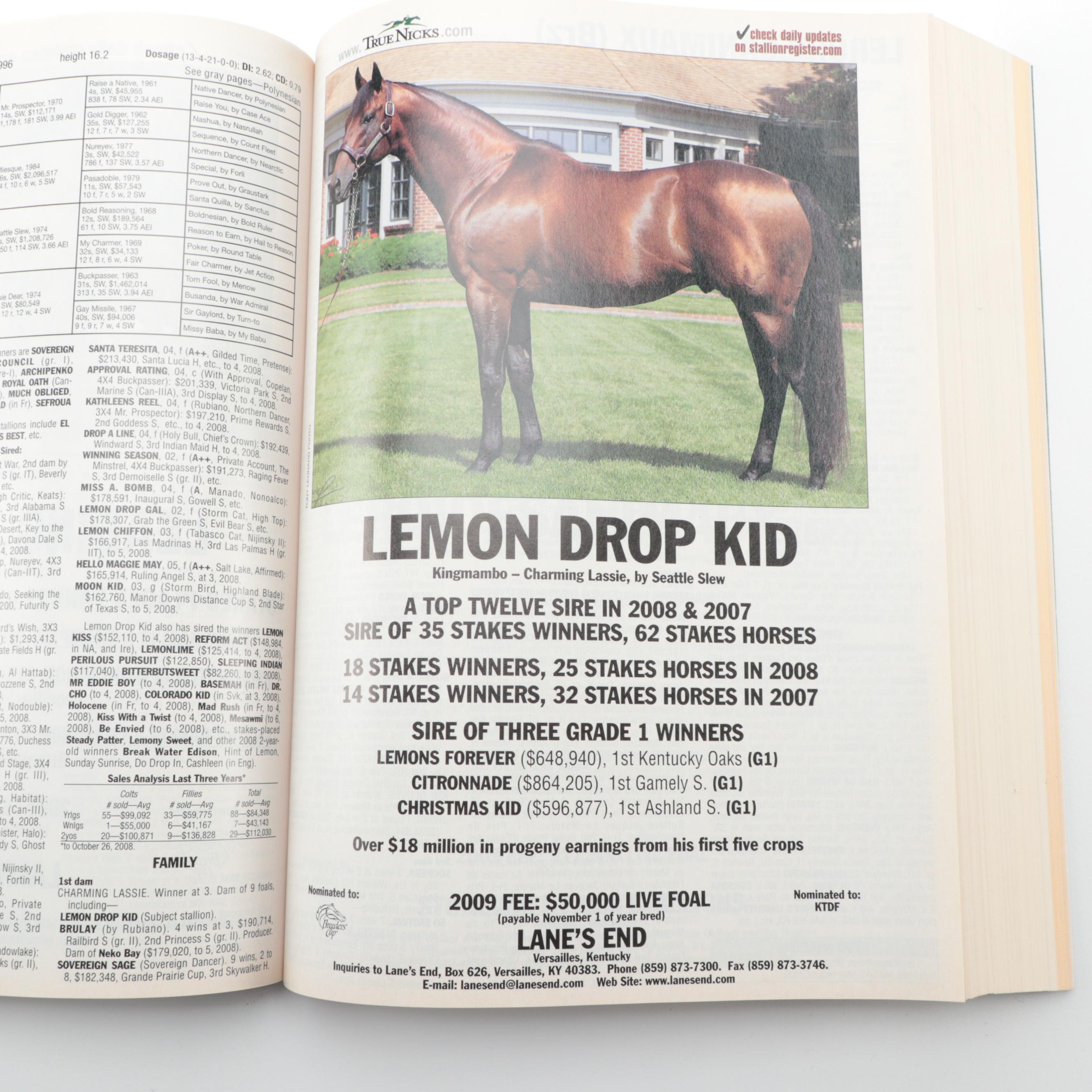 "The Blood-Horse Stallion Register," 2008–2012