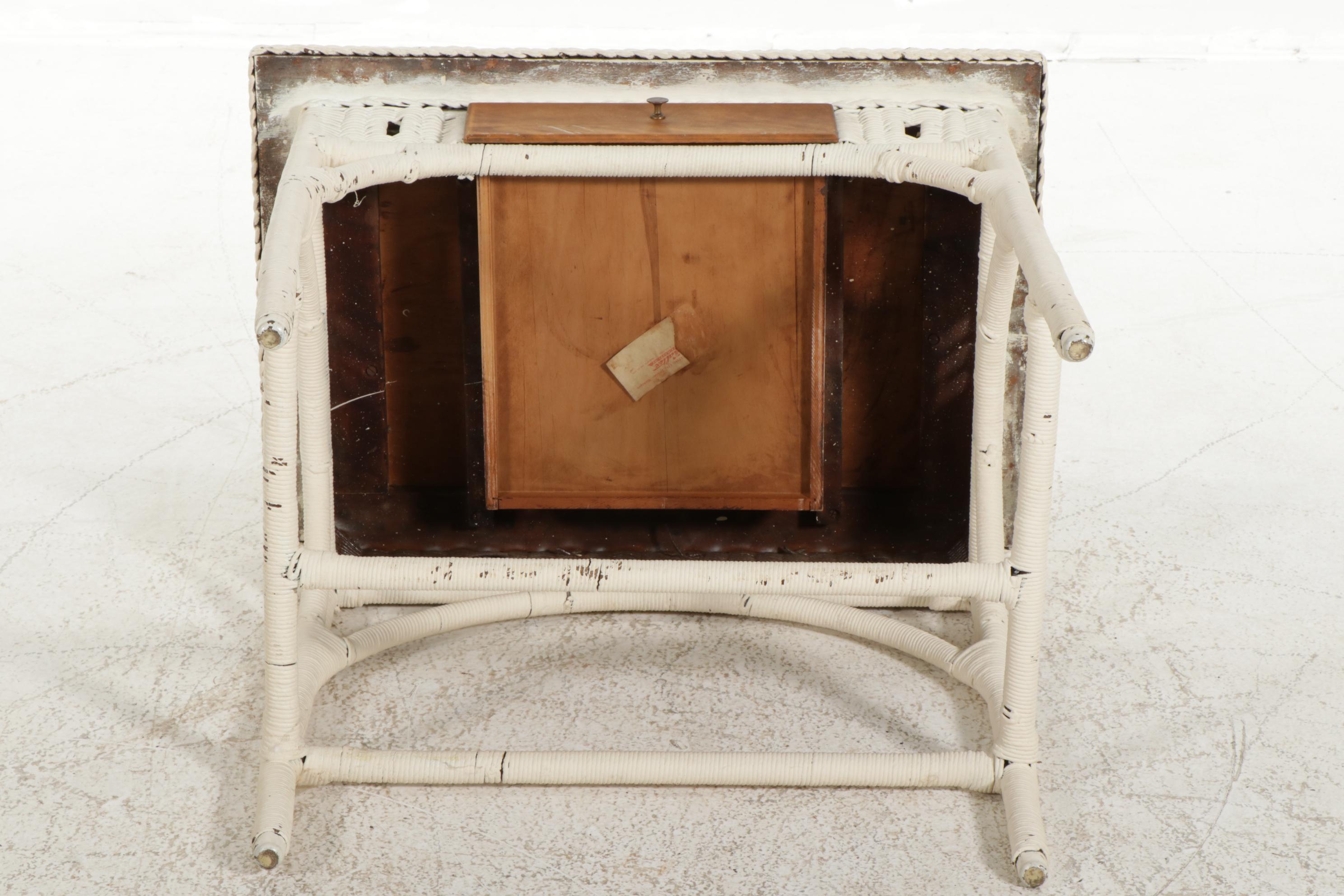 Kaltex Furniture Wood and Wicker Desk with Chair, Mid to Late 20th Century