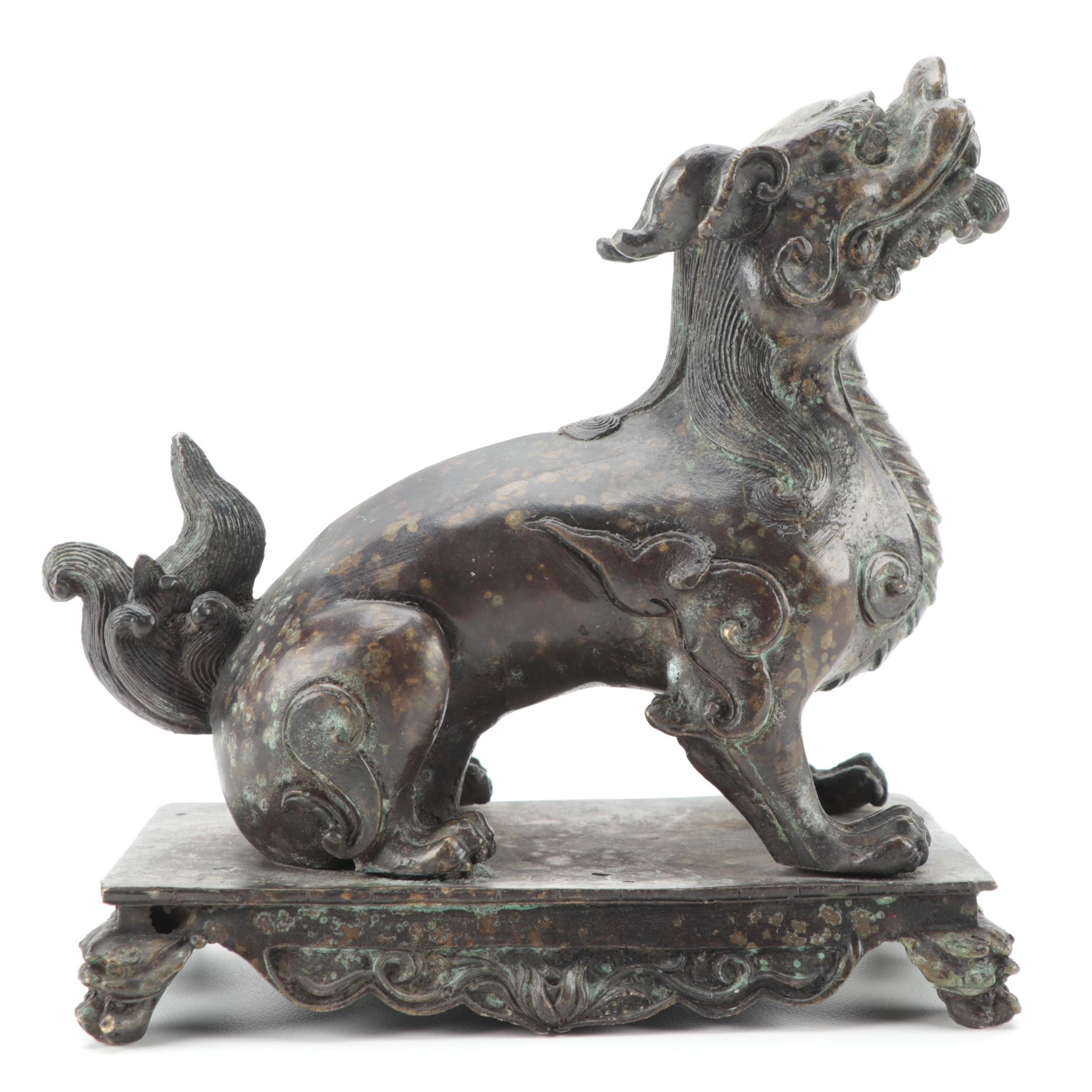 Chinese Cast Bronze Qilin Sculpture, Qing Dynasty