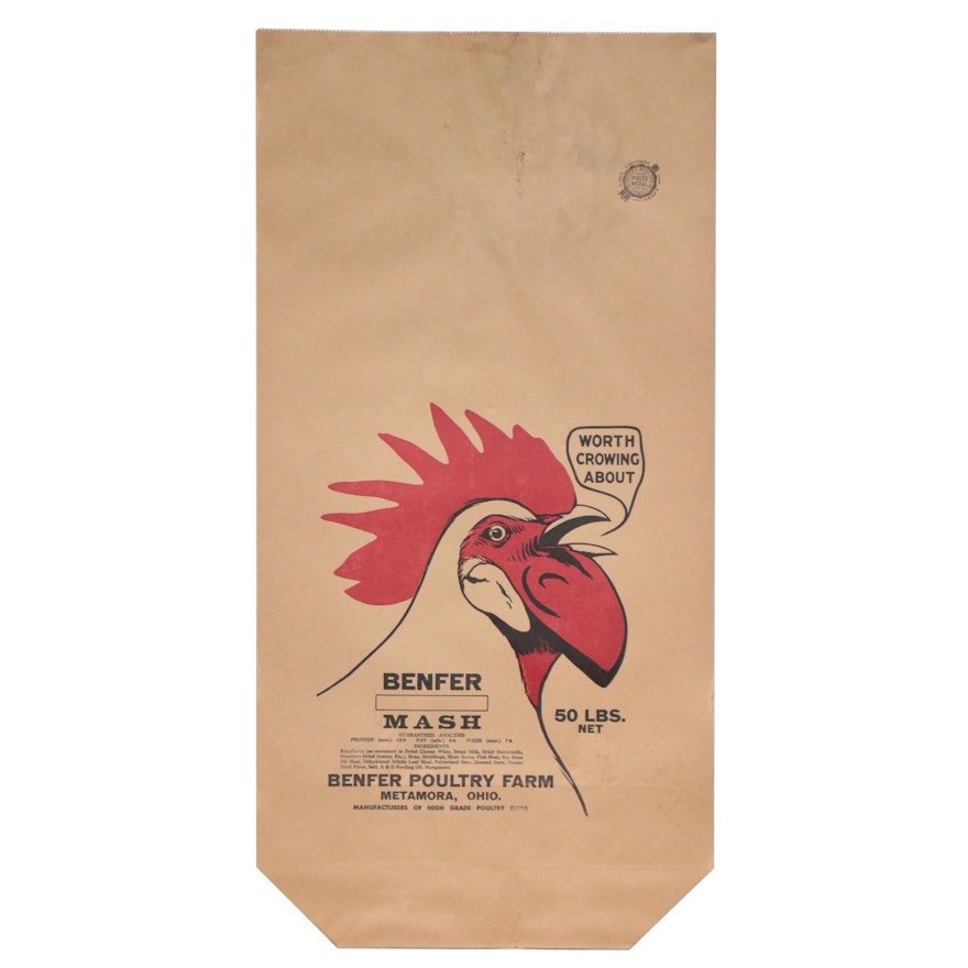 Chatfield & Woods Sack Co. for Benfer Poultry Farms Paper Feed Sack