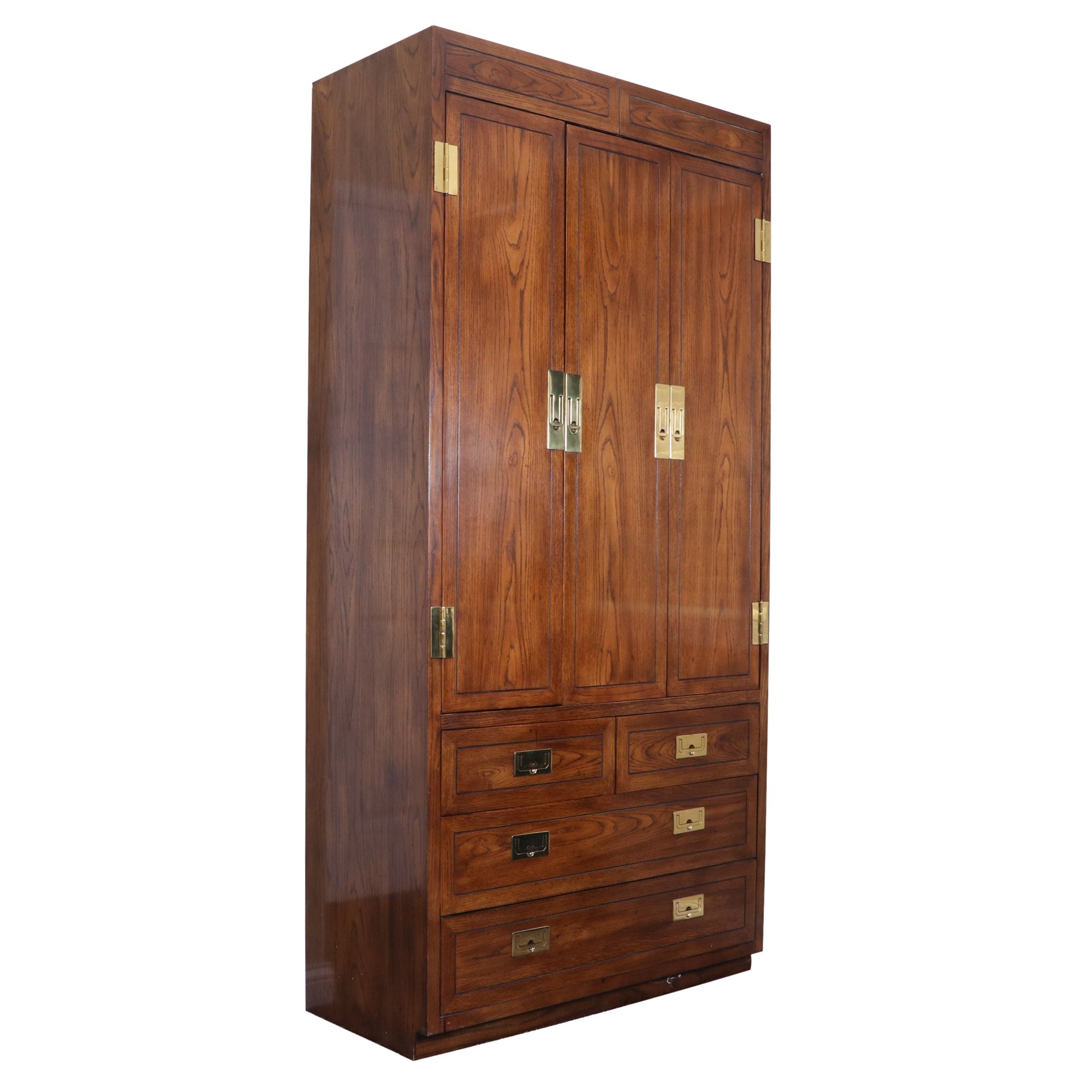 Henredon Scene One Campaign Style Fitted Cabinet, Late 20th Century