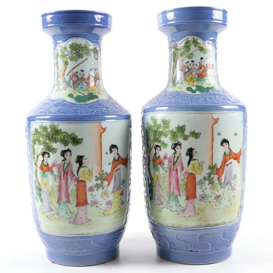 Chinese Kangxi Style Polychrome Vases