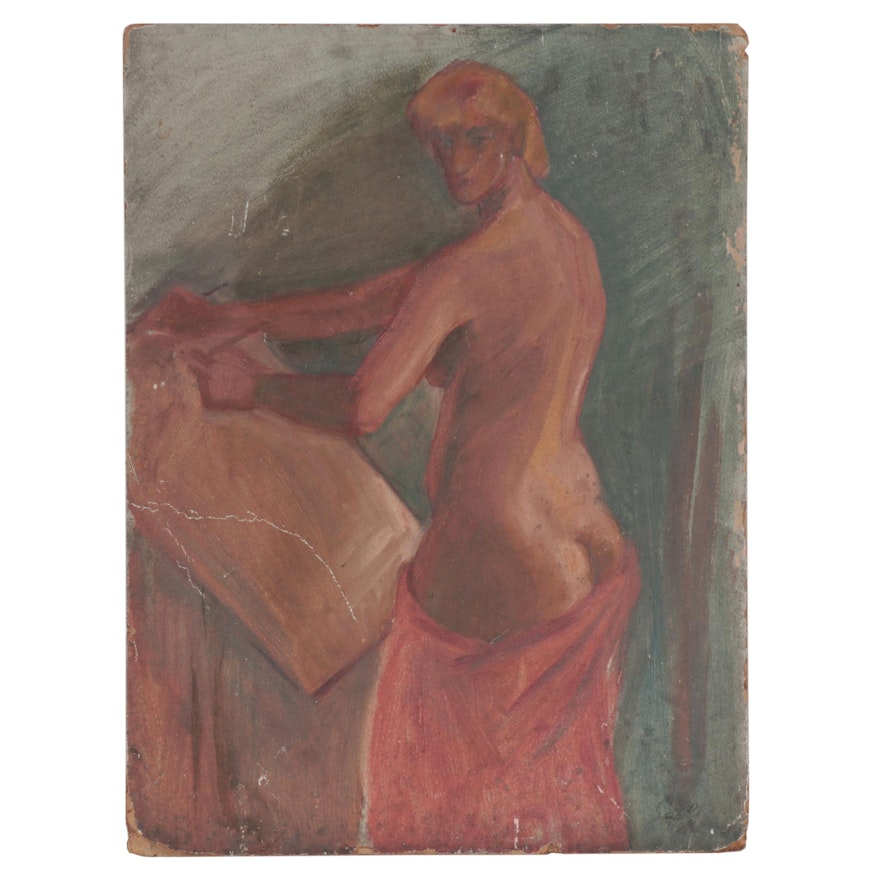 Female Nude Oil Painting, Early 20th Century