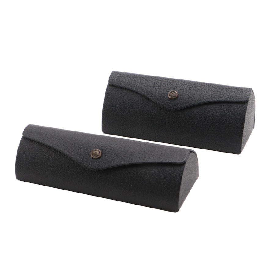 Matsuda Black Hard Eyeglass Cases with Magnetic Closure