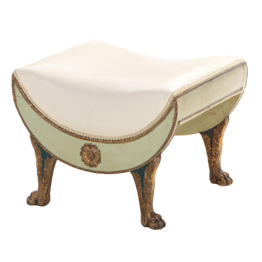 Empire Style Parcel Gilt Painted Stool, Early to Mid-20th Century