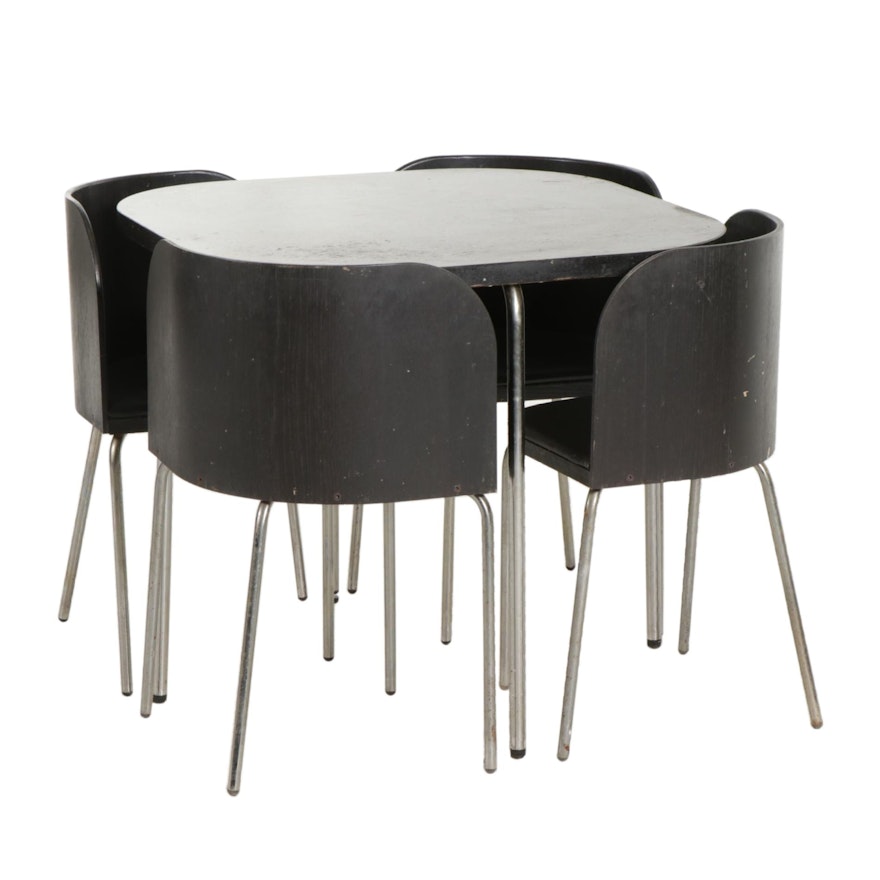 Modern Style Game Table with Nesting Chairs, 21st Century