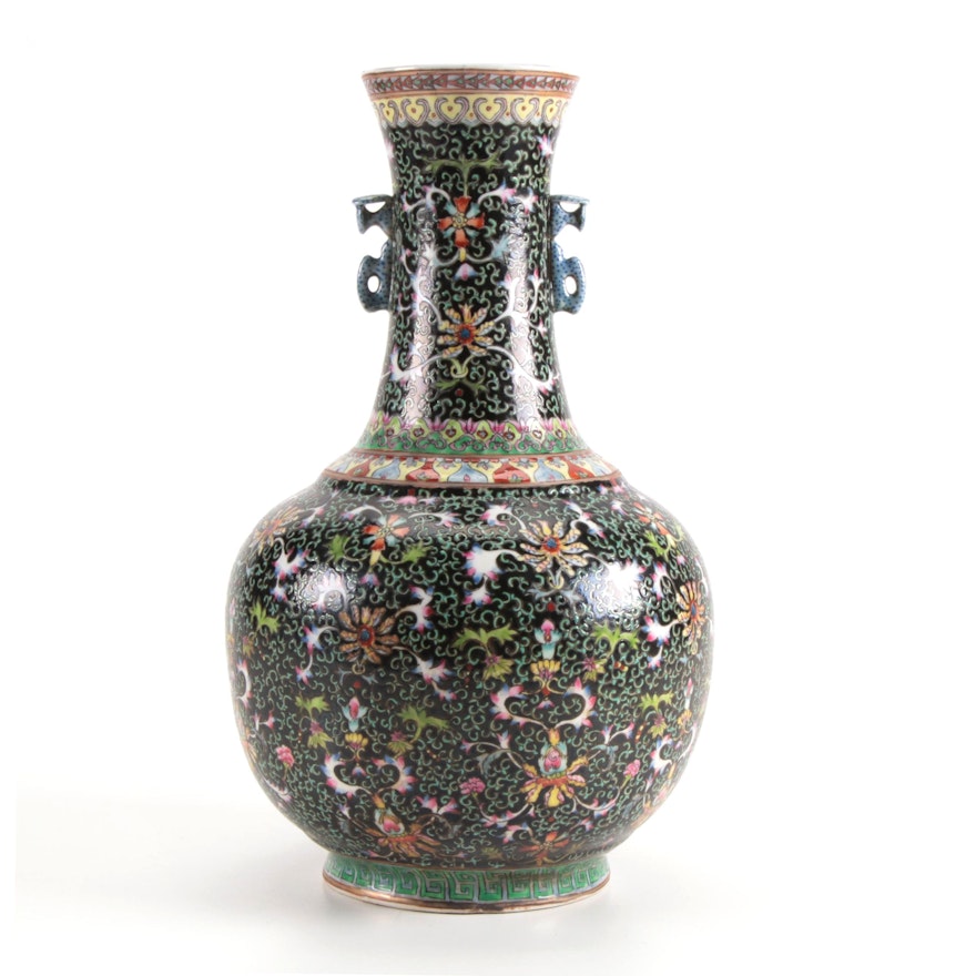 Chinese Famille Noire Porcelain Vase