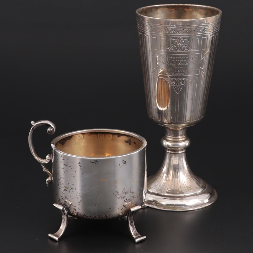 Sterling Silver Trophy Cup with Brandimarte Italian 800 Silver Bottle Holder