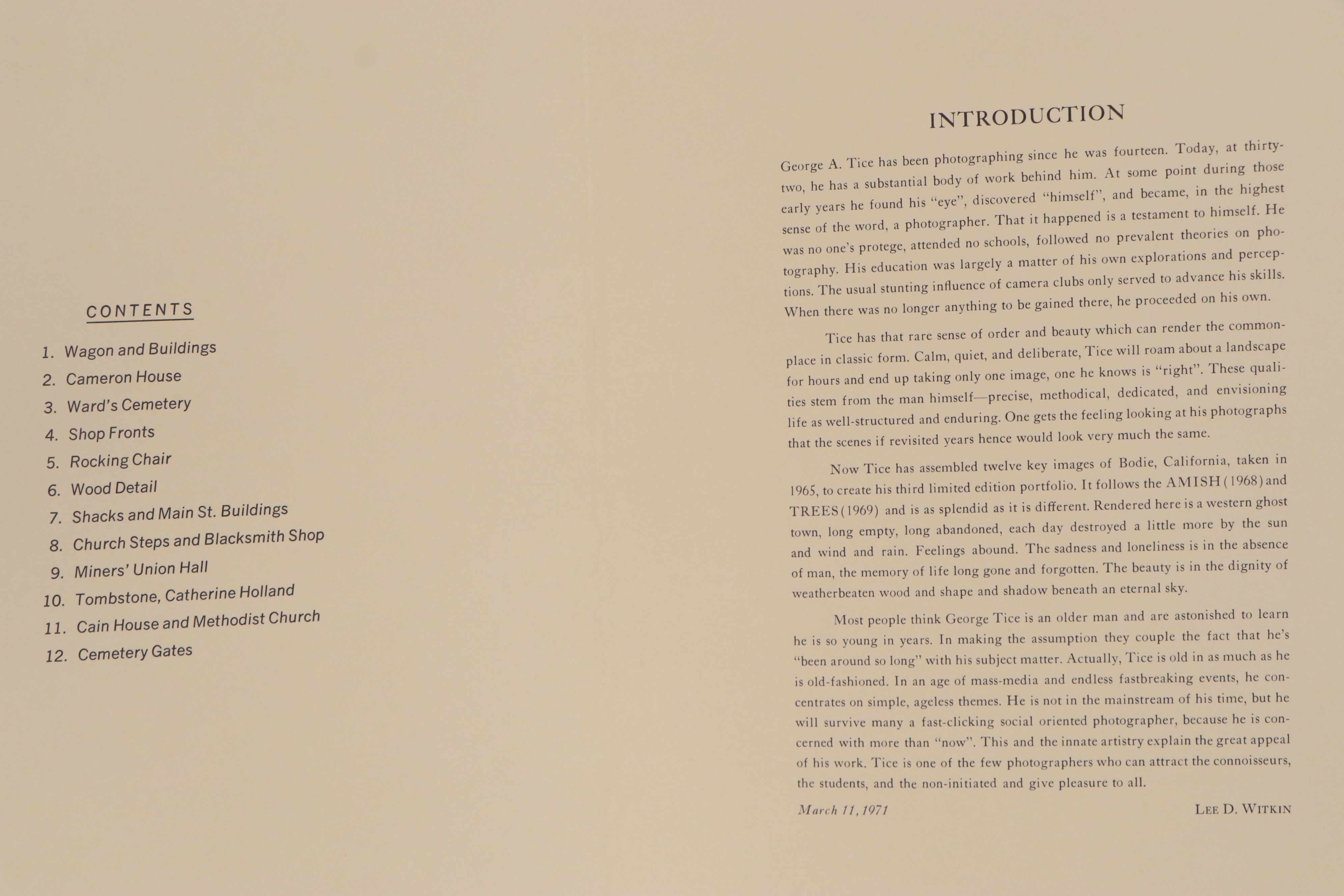 George A. Tice Silver Gelatin Portfolio "Bodie," 1971