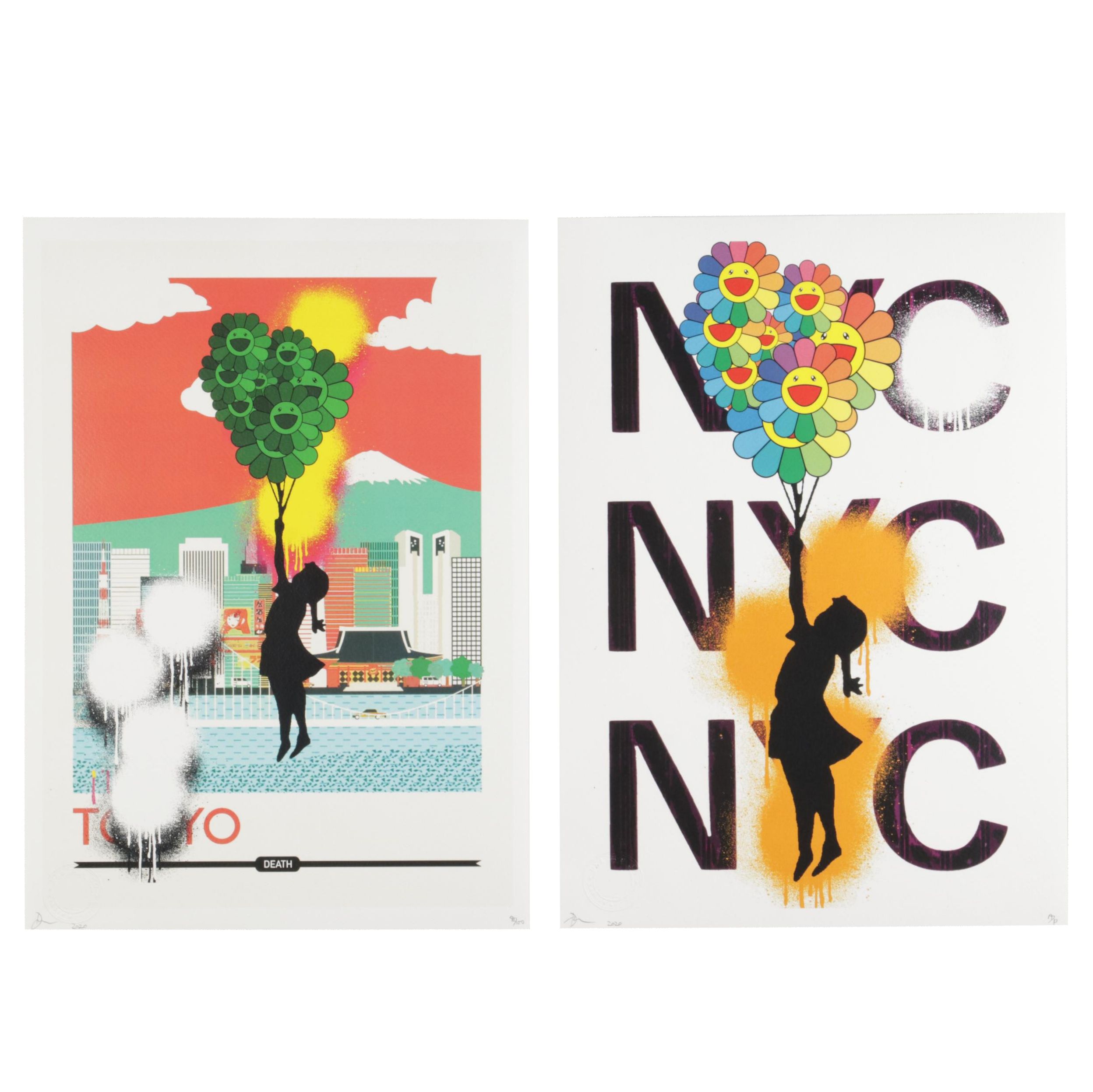 Death NYC Pop Art Graphic Prints, New York and Tokyo "Ballon Girl," 2020