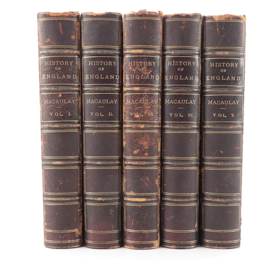 "The History of England" Five-Volume Set by Thomas B. Macaulay, c. 1884