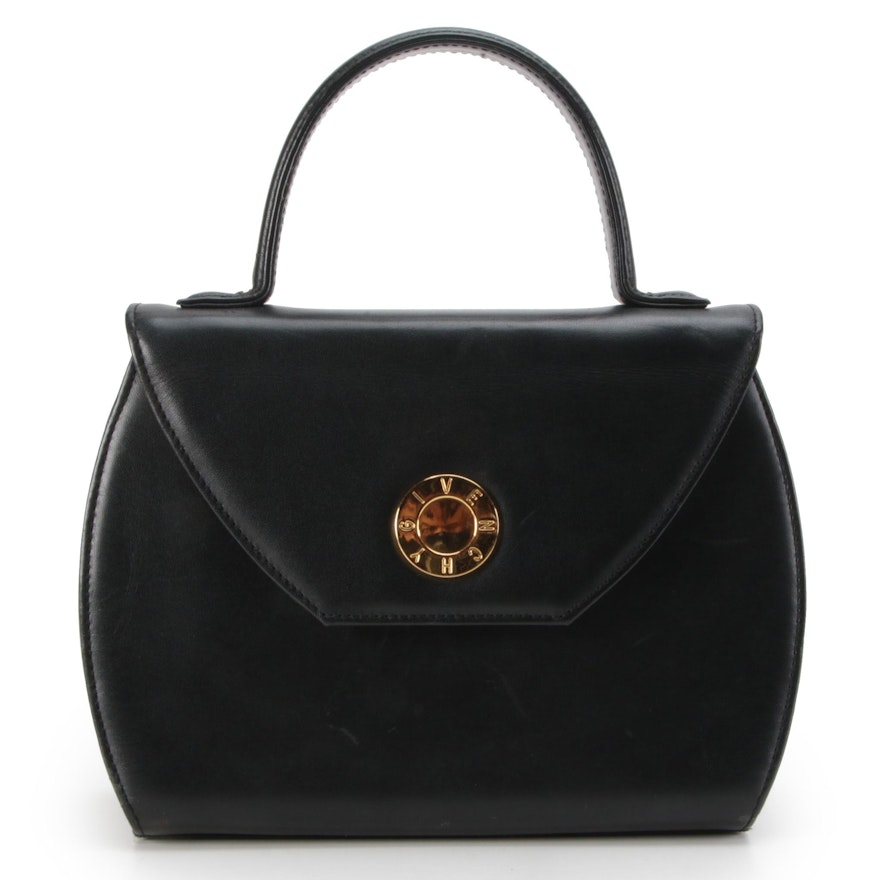 Givenchy Black Leather Front Flap Two-Way Handbag