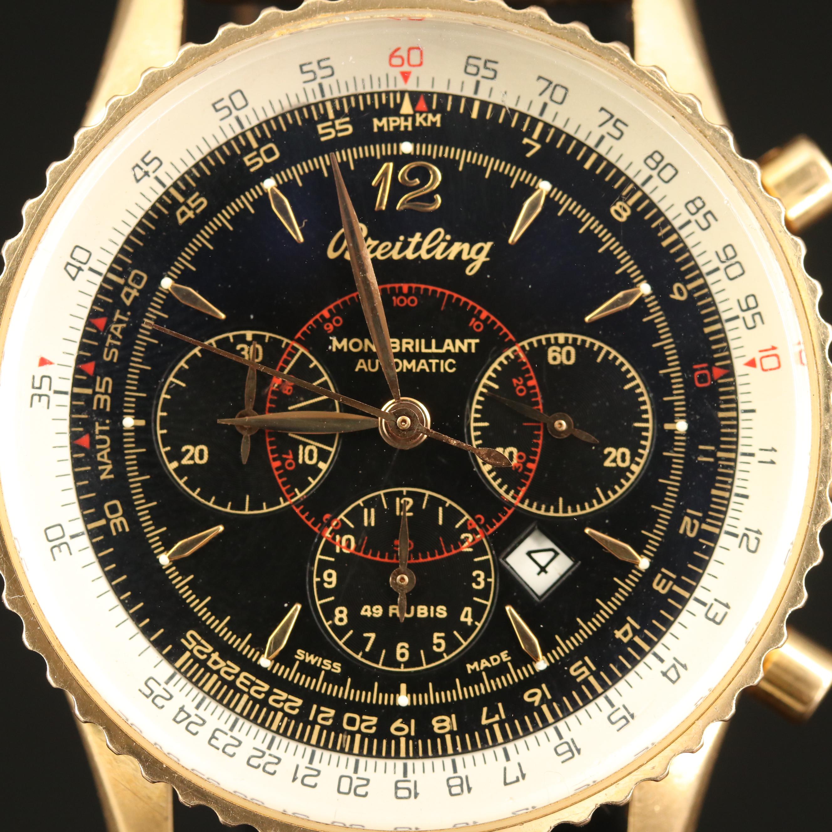 Breitling "Montbrilliant" 18K Rose Gold Automatic Chronograph Watch