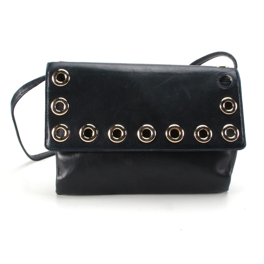 Givenchy Grommet Flap Bag in Navy Blue Leather