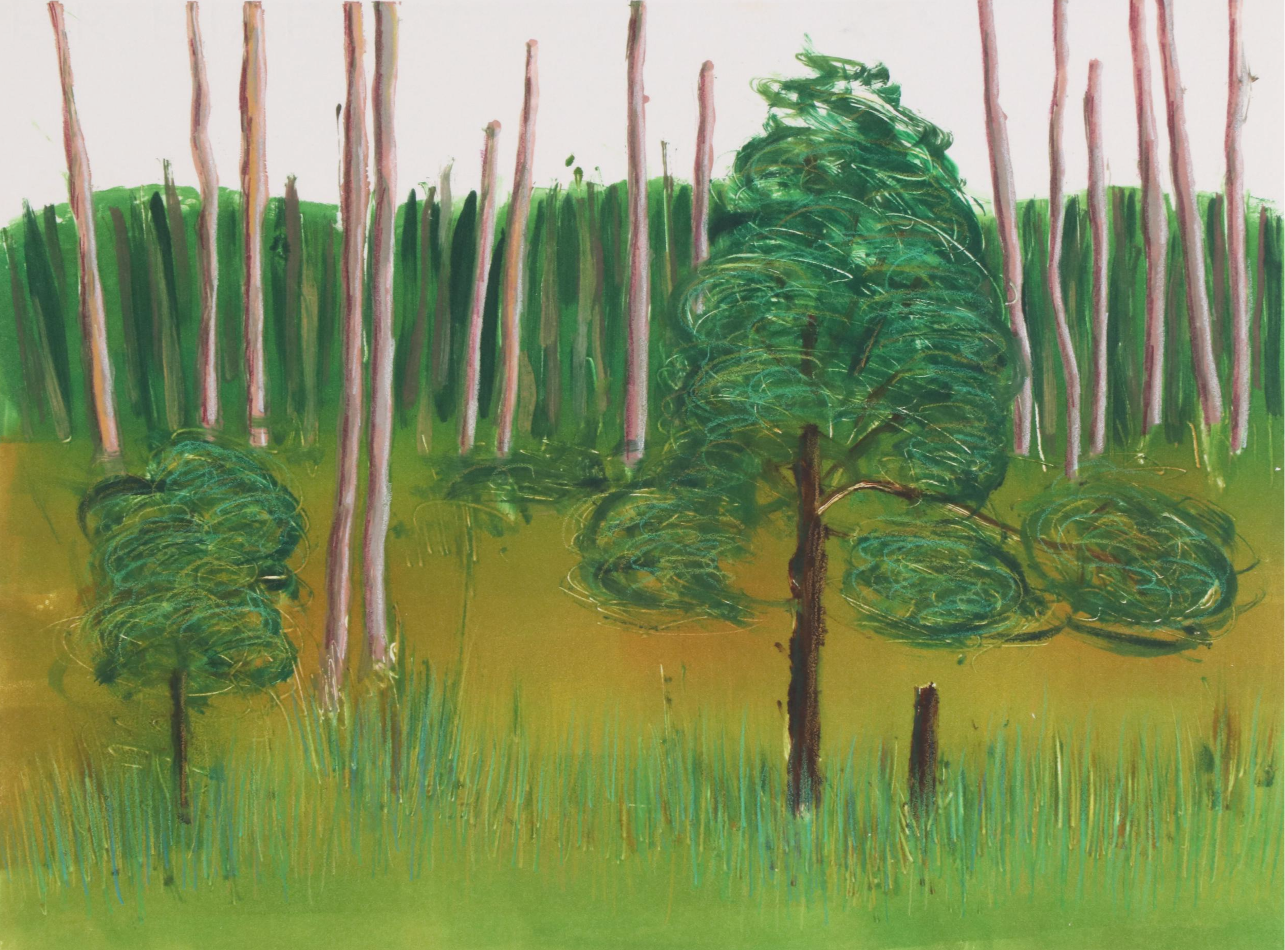 Thomas Norulak Monotype "Cook Forest From the Porch," 1997