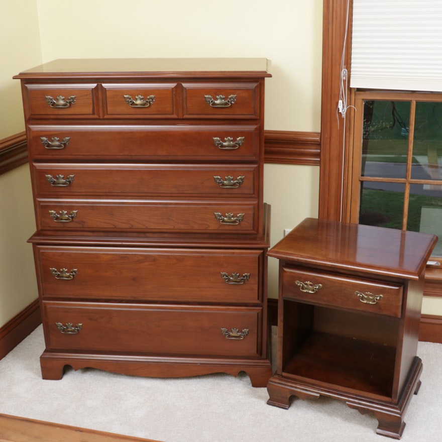 Cherokee "Country Squire" Cherry Chest of Drawers with Night Stand
