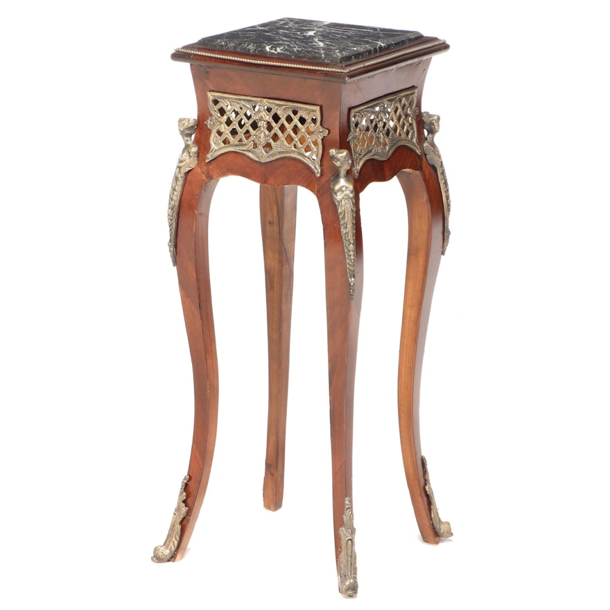 Louis XV Style Gilt Metal-Mounted and Marble Top Plant Stand