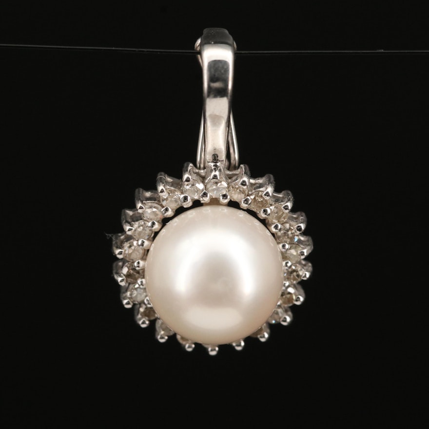 14K Pearl and Diamond Enhancer Pendant