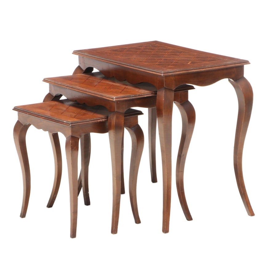 Louis XV Style Inlaid Walnut Nested End Tables