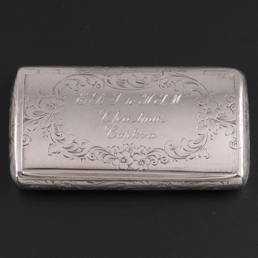 Frederick Marson of Birmingham Chased Sterling Silver Card Case, 1861