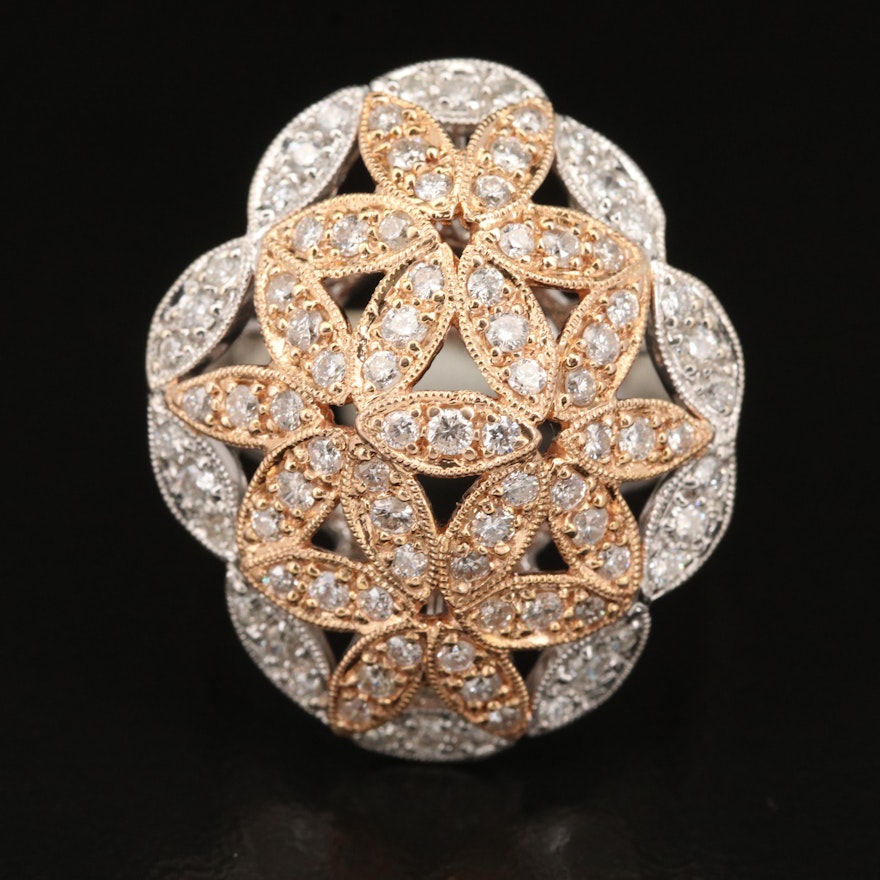 18K 1.30 CTW Diamond Floral Ring